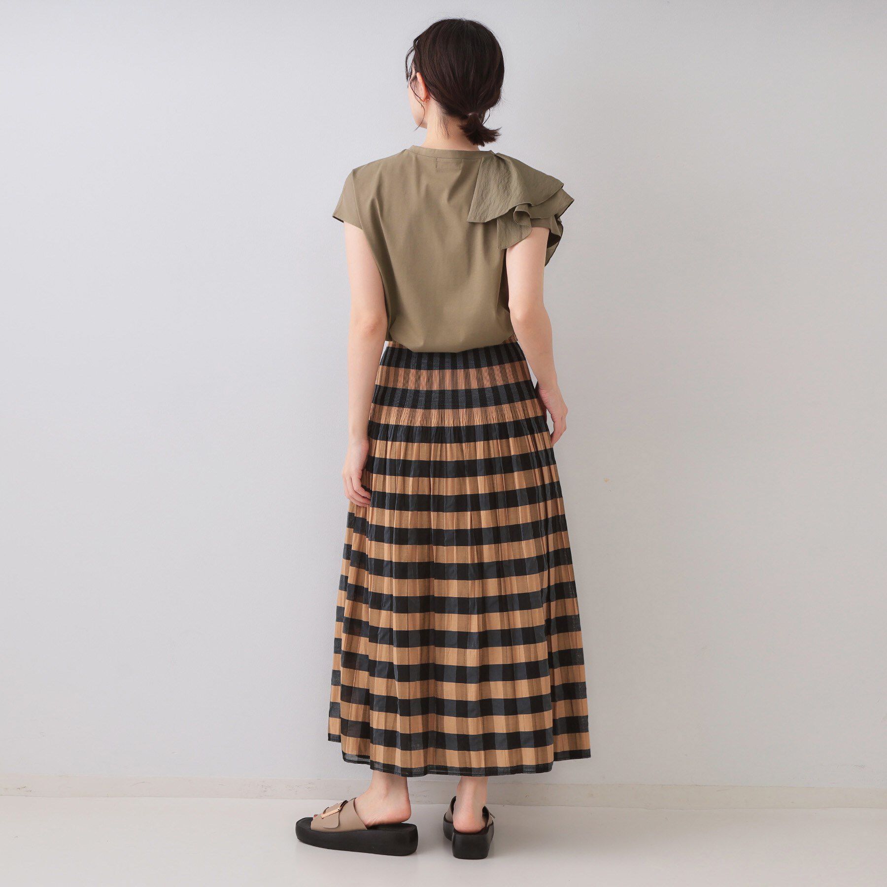 OPAQUE.CLIP「ショルダーフリルドッキングカットソー【洗濯機洗い可】」|Tシャツ・カットソー|