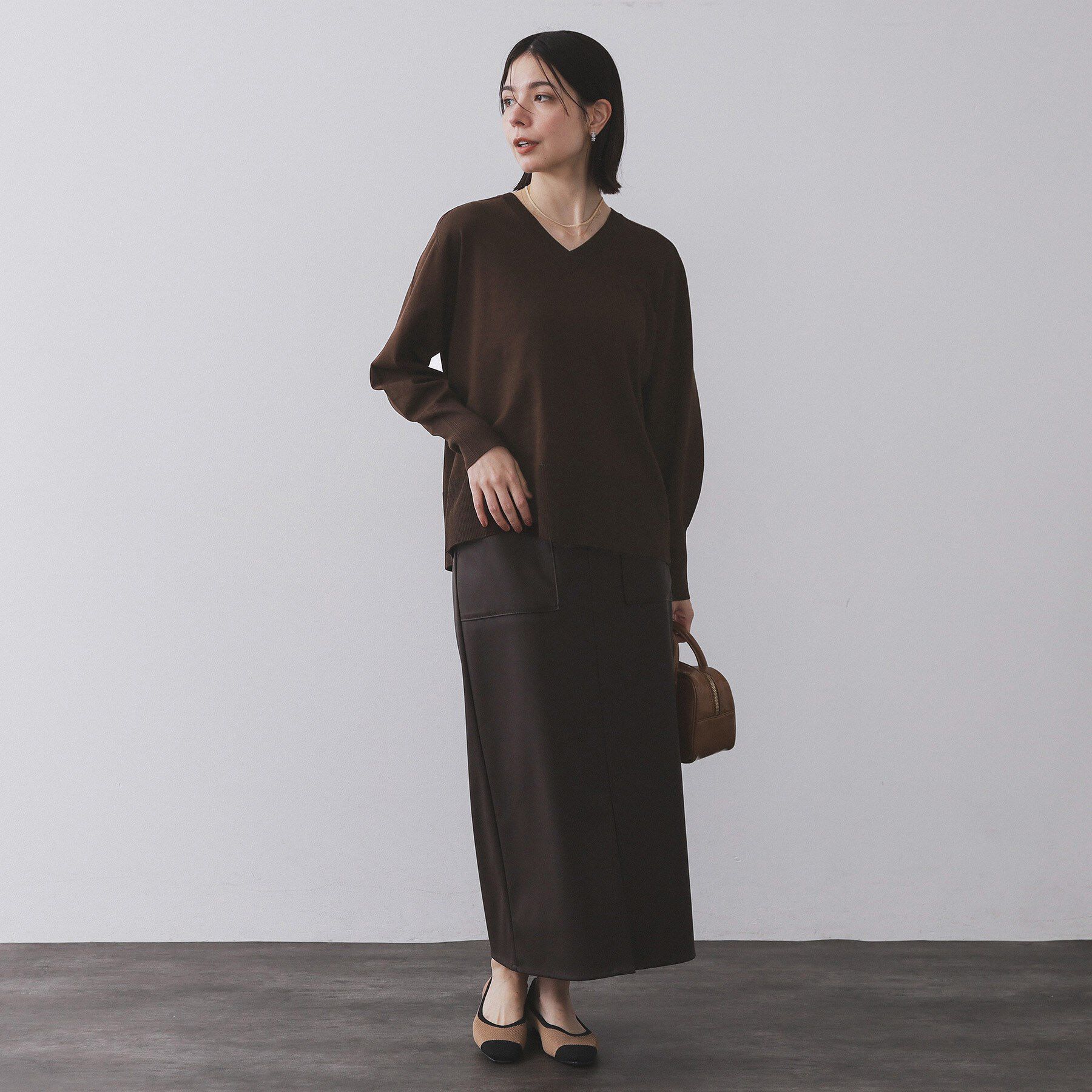 OPAQUE.CLIP「リラクシーVネックニット【洗濯機洗OK】《6col》」|ニット・セーター|