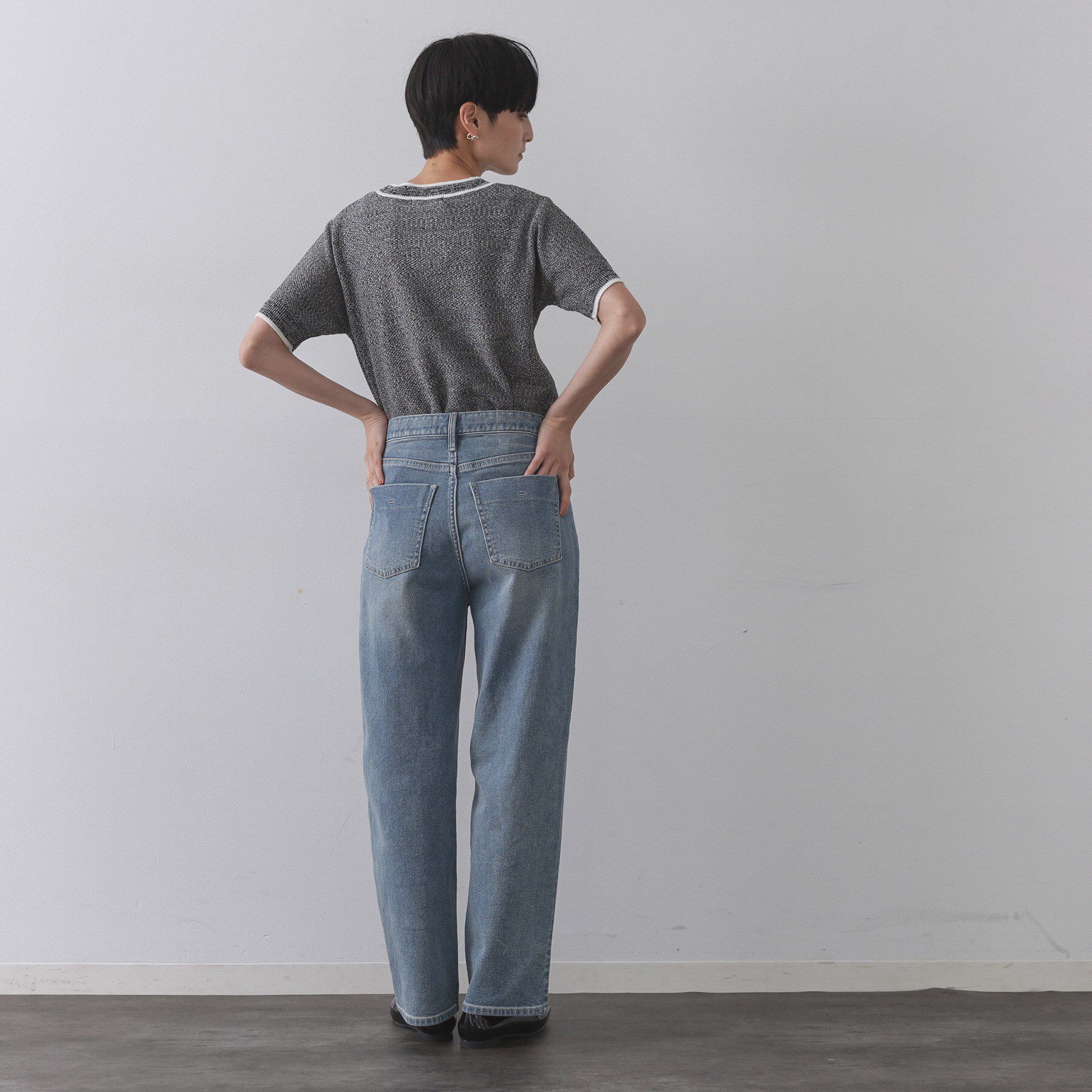 OPAQUE.CLIP「ツイードライクポケット付きニット【洗濯機洗い可/抗ピル】」|ニット・セーター|