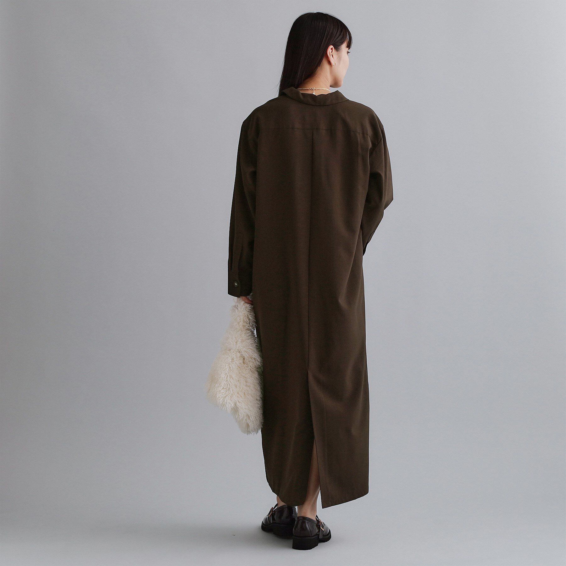 OPAQUE.CLIP「【es】ダブルポケットロングシャツワンピース【洗濯機OK】」|ワンピース|