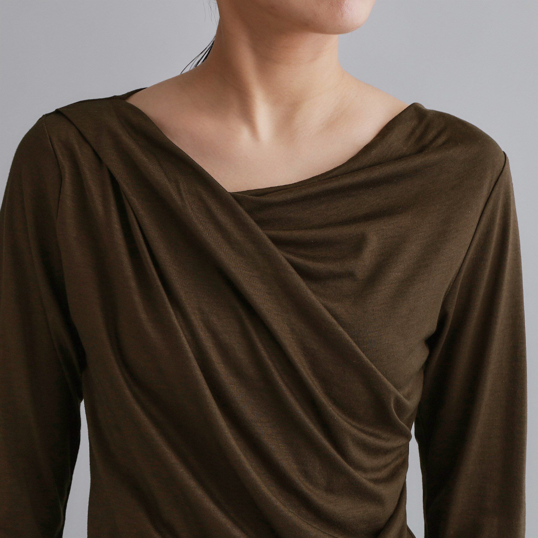 OPAQUE.CLIP「【es】アシメドレープカットソー【洗濯機OK】」|Tシャツ・カットソー|