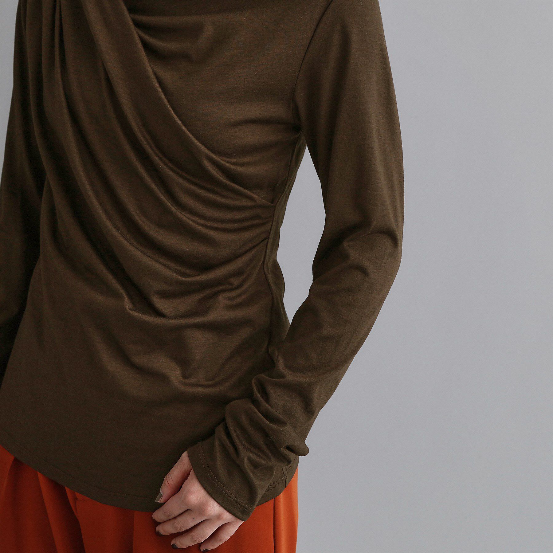 OPAQUE.CLIP「【es】アシメドレープカットソー【洗濯機OK】」|Tシャツ・カットソー|