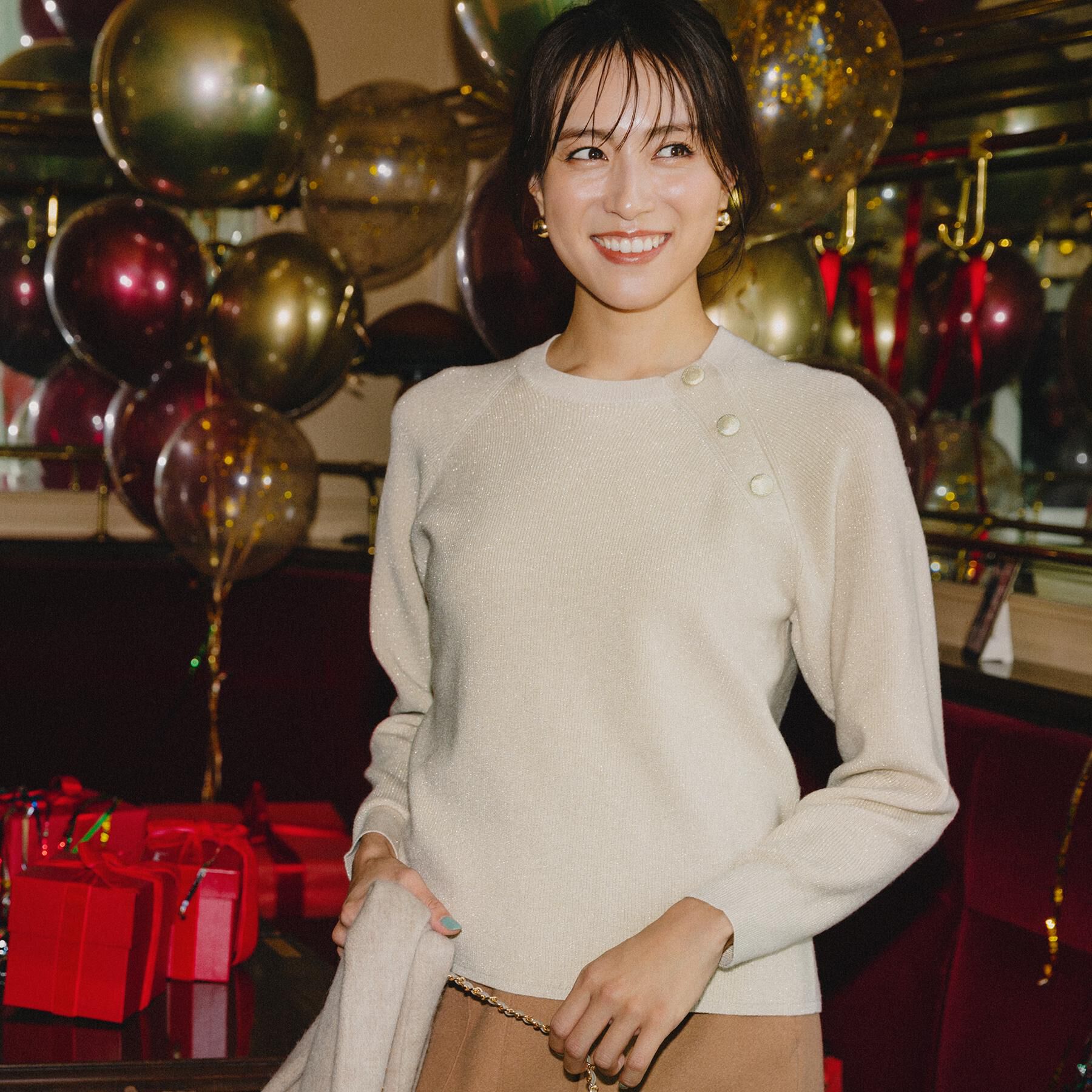 OPAQUE.CLIP「ボタンデザインラメニット【洗濯機OK】」|ニット・セーター|