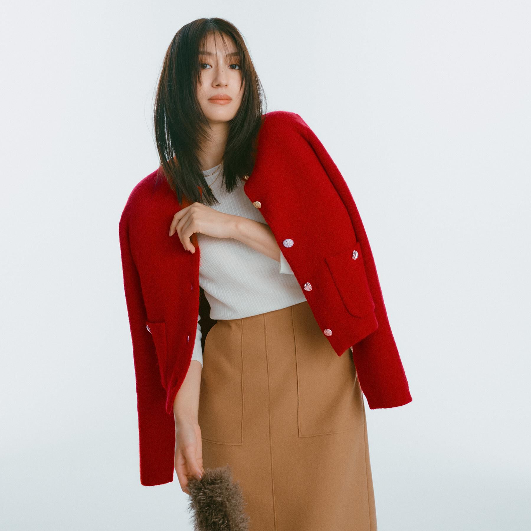 OPAQUE.CLIP「ビジューボタンニットカーディガン【洗える】」|カーディガン|