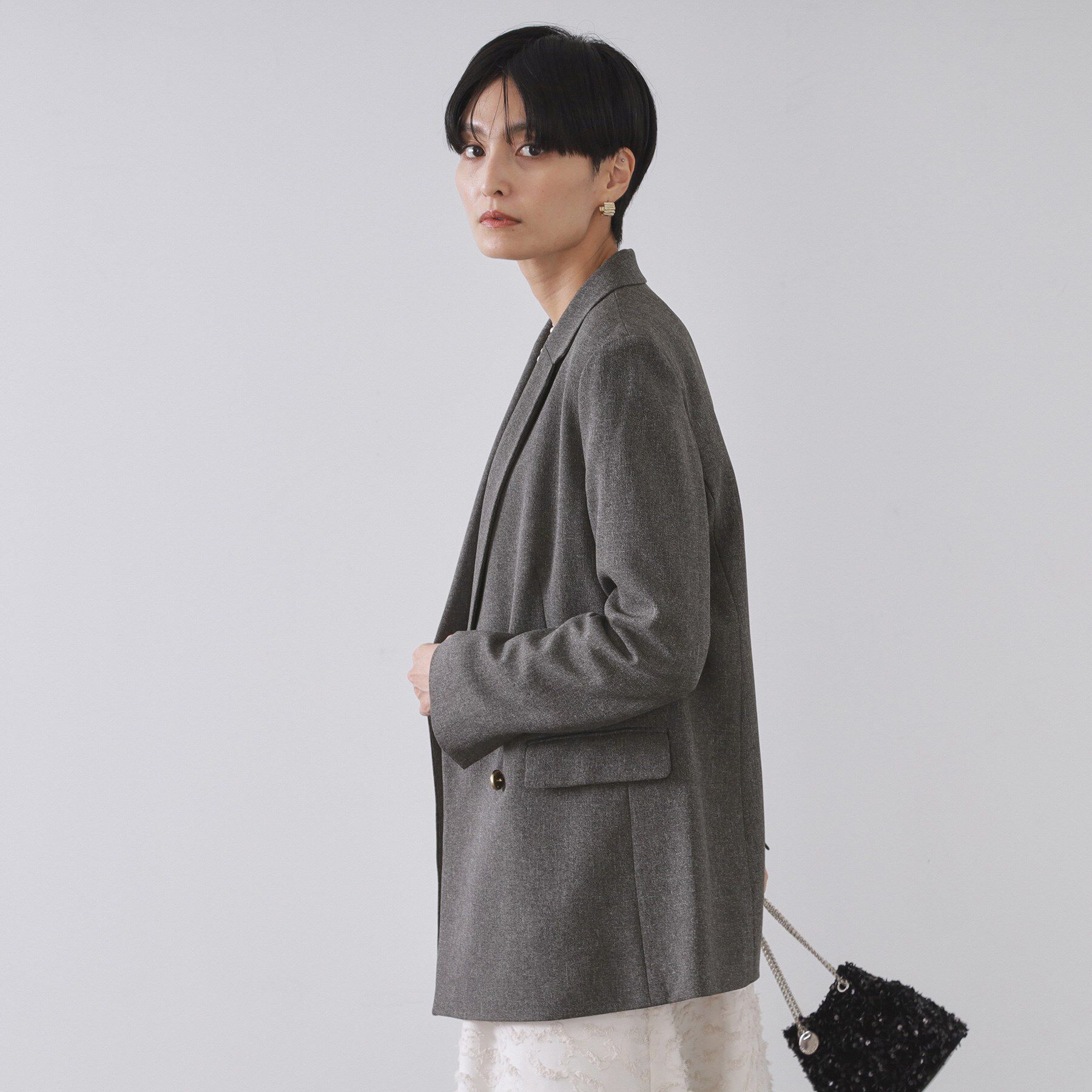 OPAQUE.CLIP「ストレッチダブルブレストテーラードジャケット/セットアップ対応可【洗濯機OK】」|テーラードジャケット|