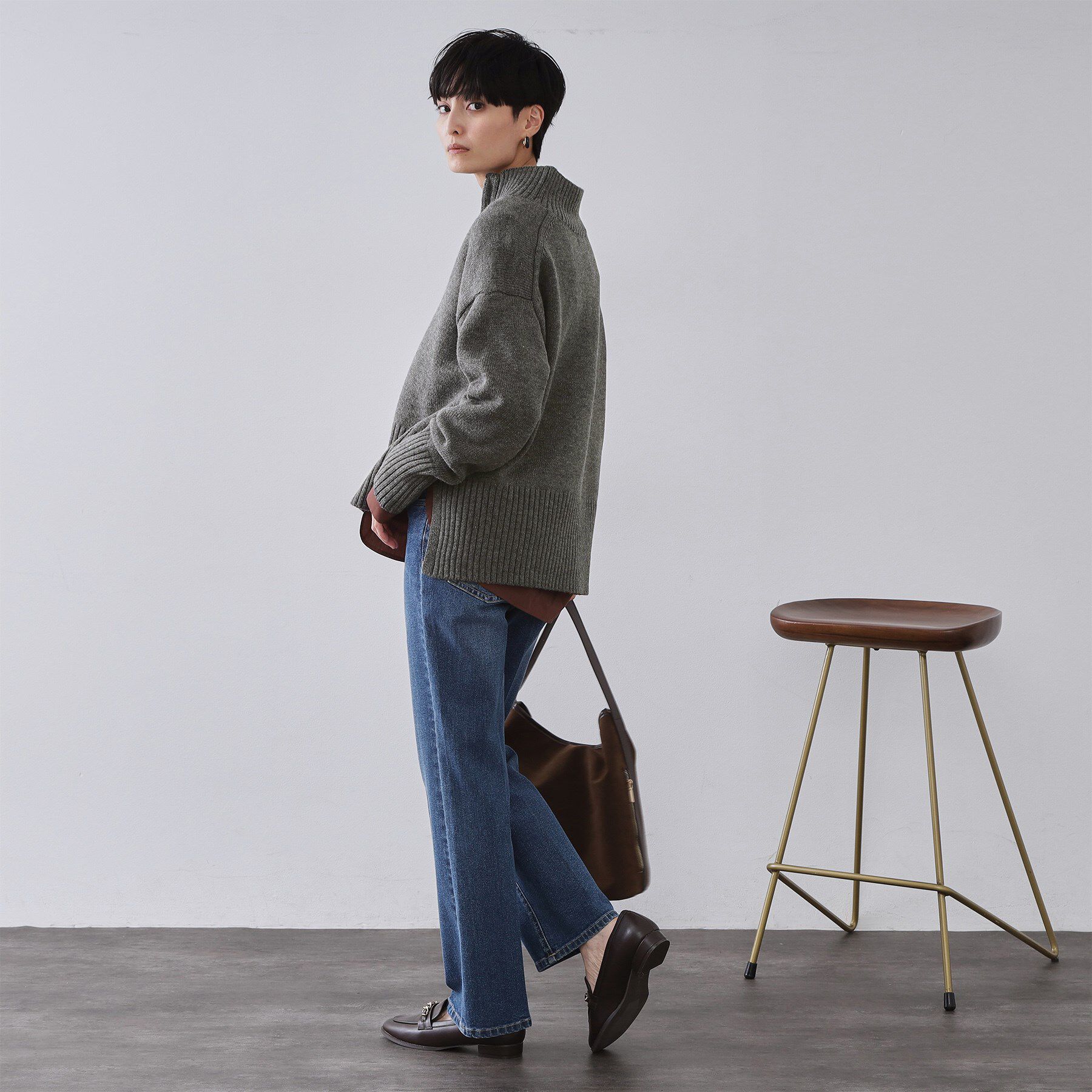 OPAQUE.CLIP「ハーフジップミドルゲージニット【洗濯機OK】」|ニット・セーター|