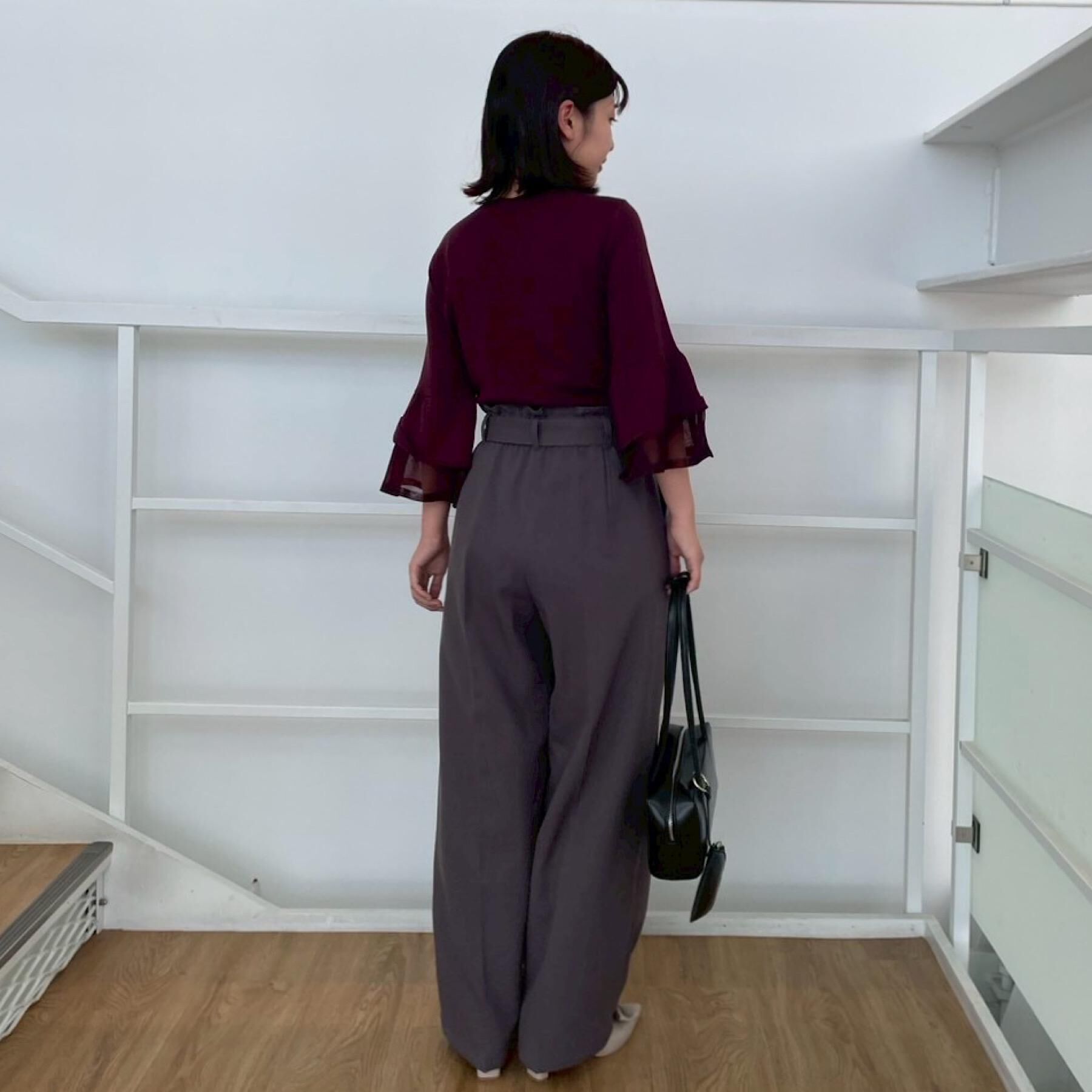 Couture broach「【フェミニン・着映え・通勤】シアーフレアー袖ニットトップス」|ニット・セーター|