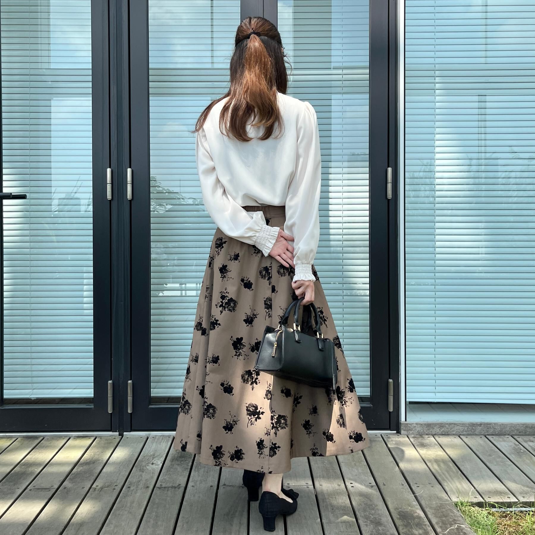 Couture broach「【美シルエット・通勤】フロッキーフラワープリントスカート」|スカート|