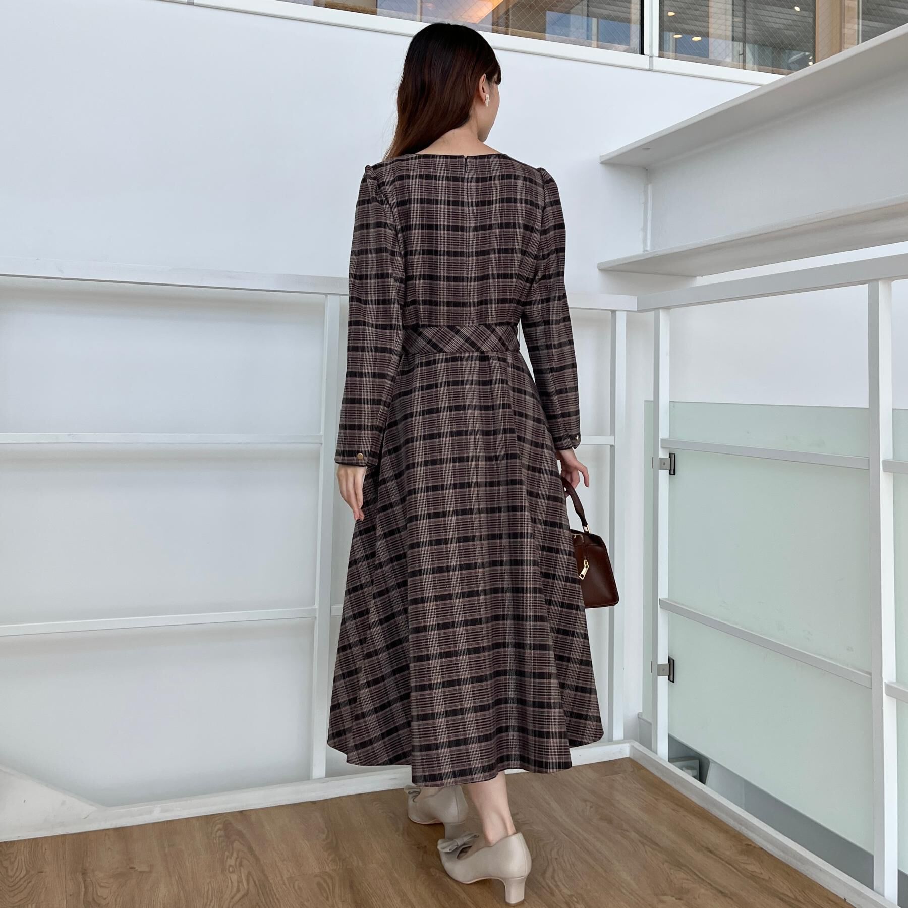 Couture broach「【大人可愛い・微起毛】先染めチェック柄フィット＆フレアワンピース」|ワンピース|