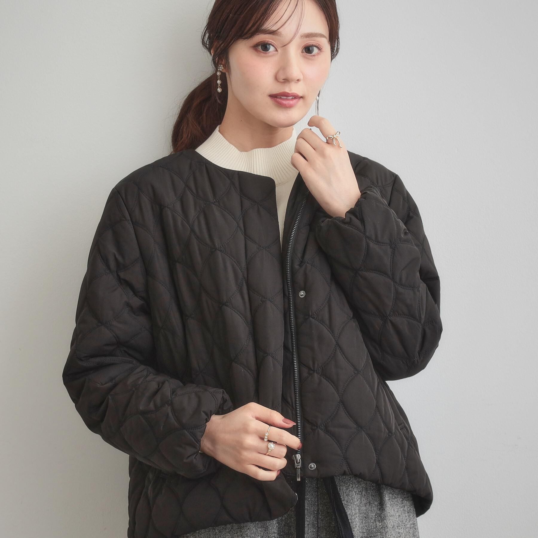 Couture broach「【撥水・大人可愛い】リボンキルティングジャケット」|ブルゾン・スタジャン|