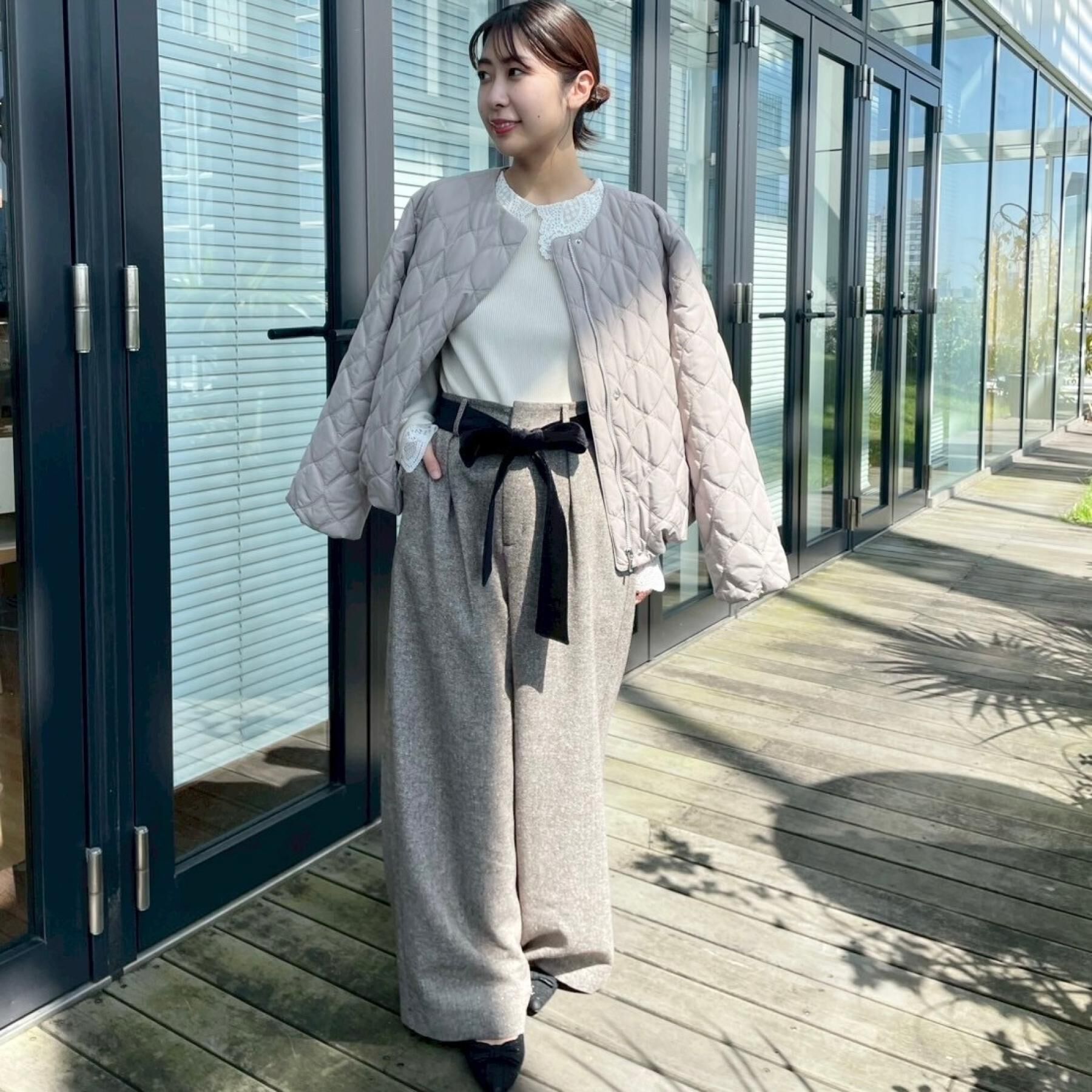 Couture broach「【撥水・大人可愛い】リボンキルティングジャケット」|ブルゾン・スタジャン|