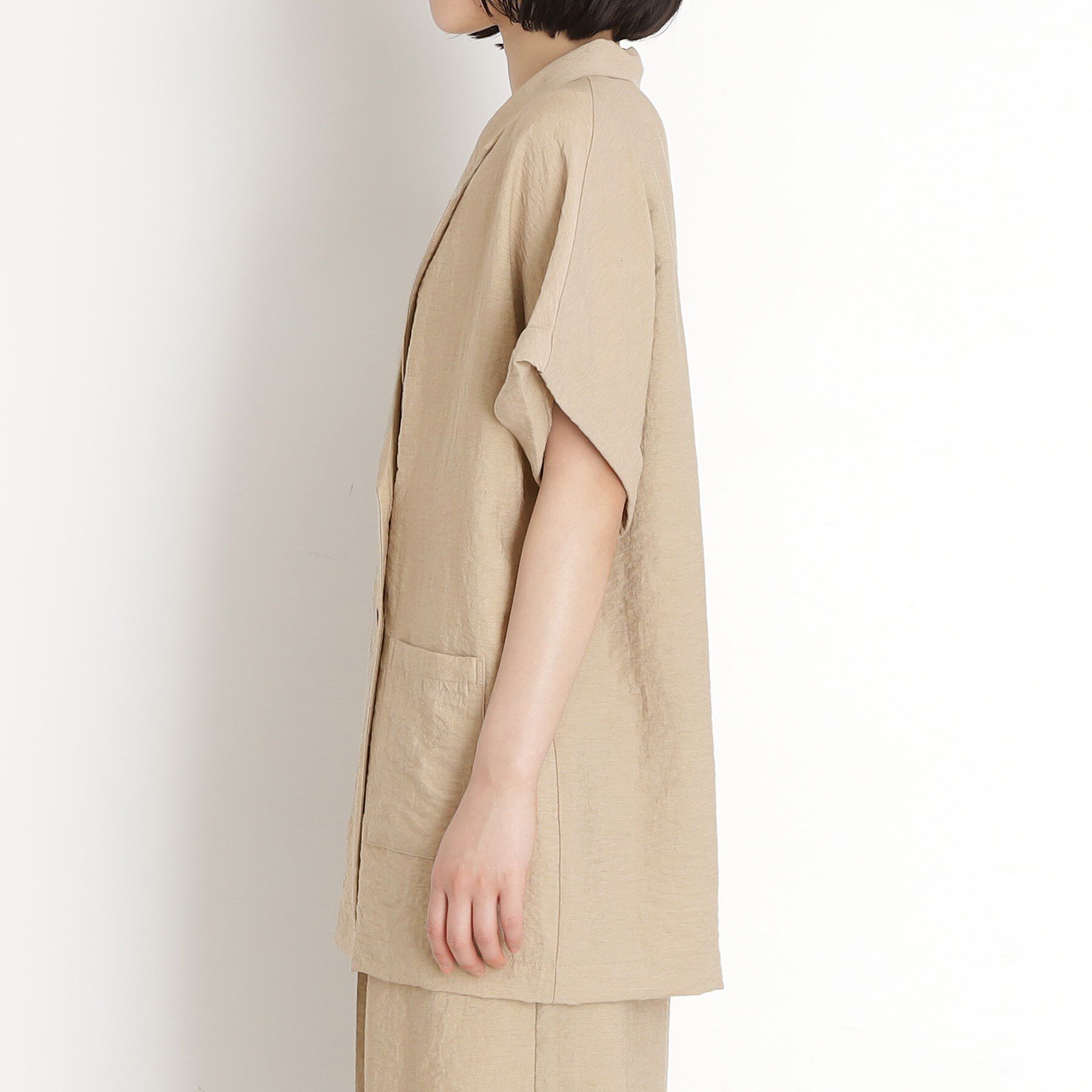 THE SHOP TK「リネン混半袖テーラージャケット【洗える/セットアップ可】」|テーラードジャケット|