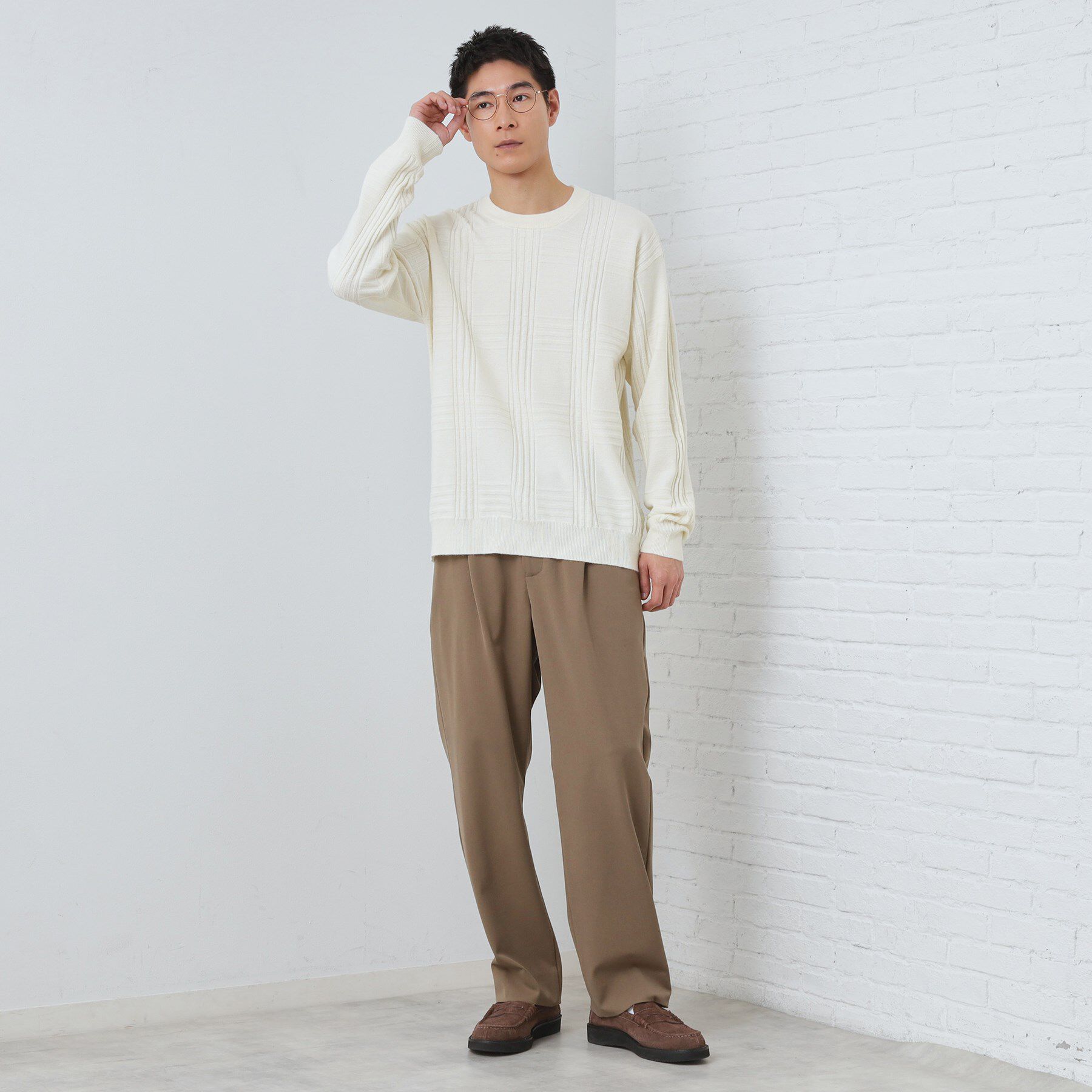 THE SHOP TK「【優しい肌触り】カシミヤタッチ チェックニット　洗濯機OK」|ニット・セーター|