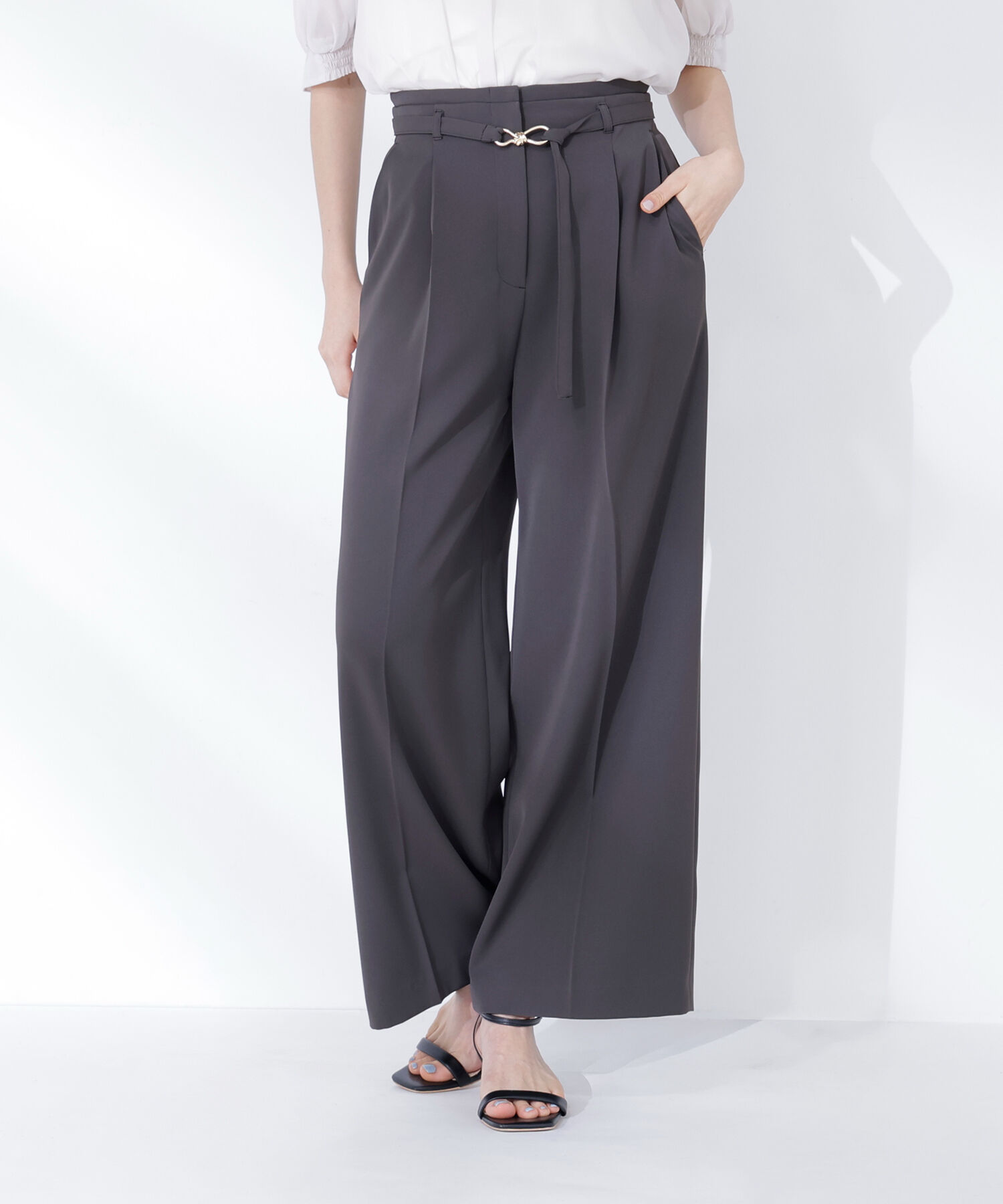  「＜骨格ウェーブ＞ハイウエストベルテッドパンツ」|その他|