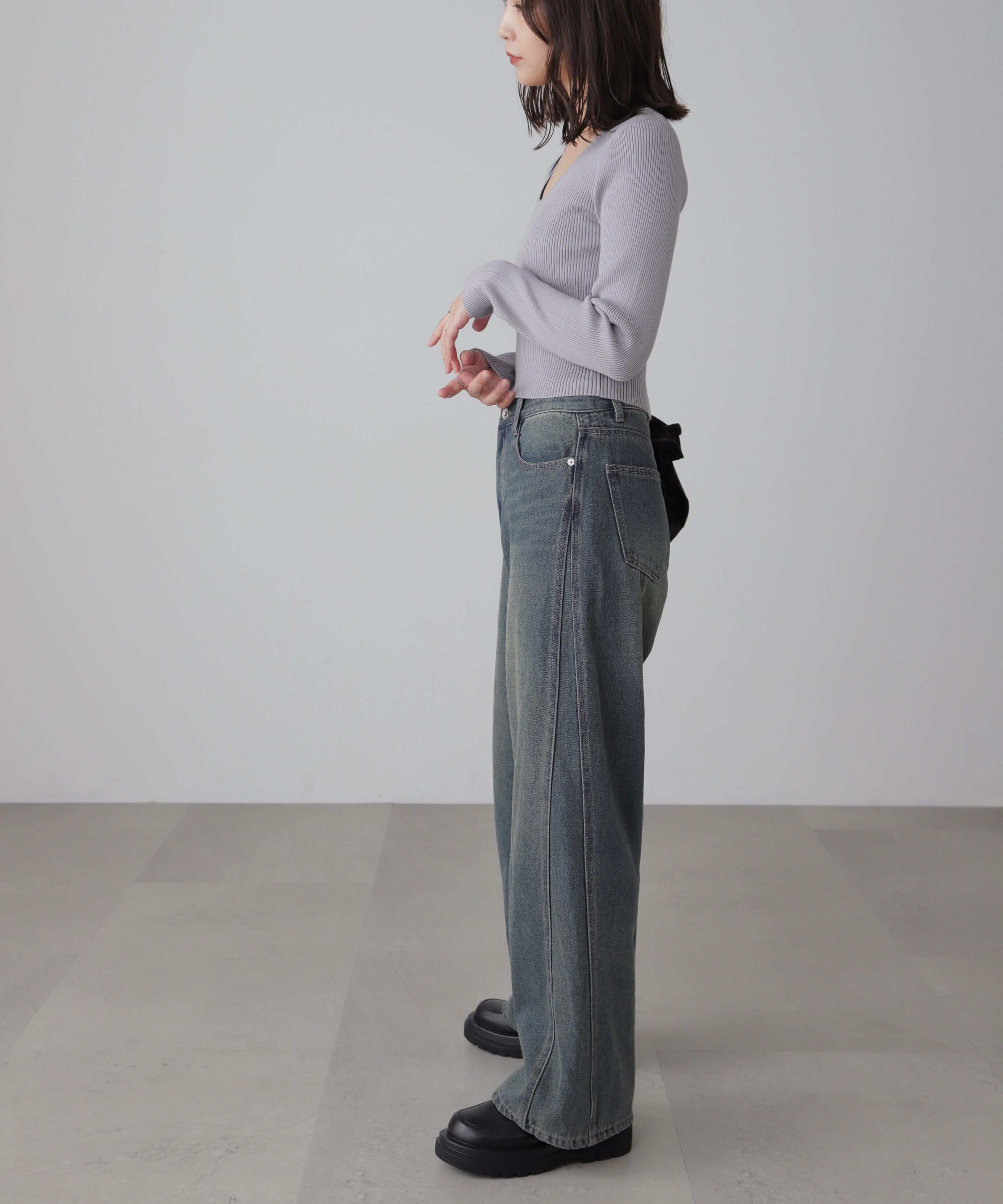  「〈洗える〉マシンウォッシャブルUネックニット」|ニット・セーター|