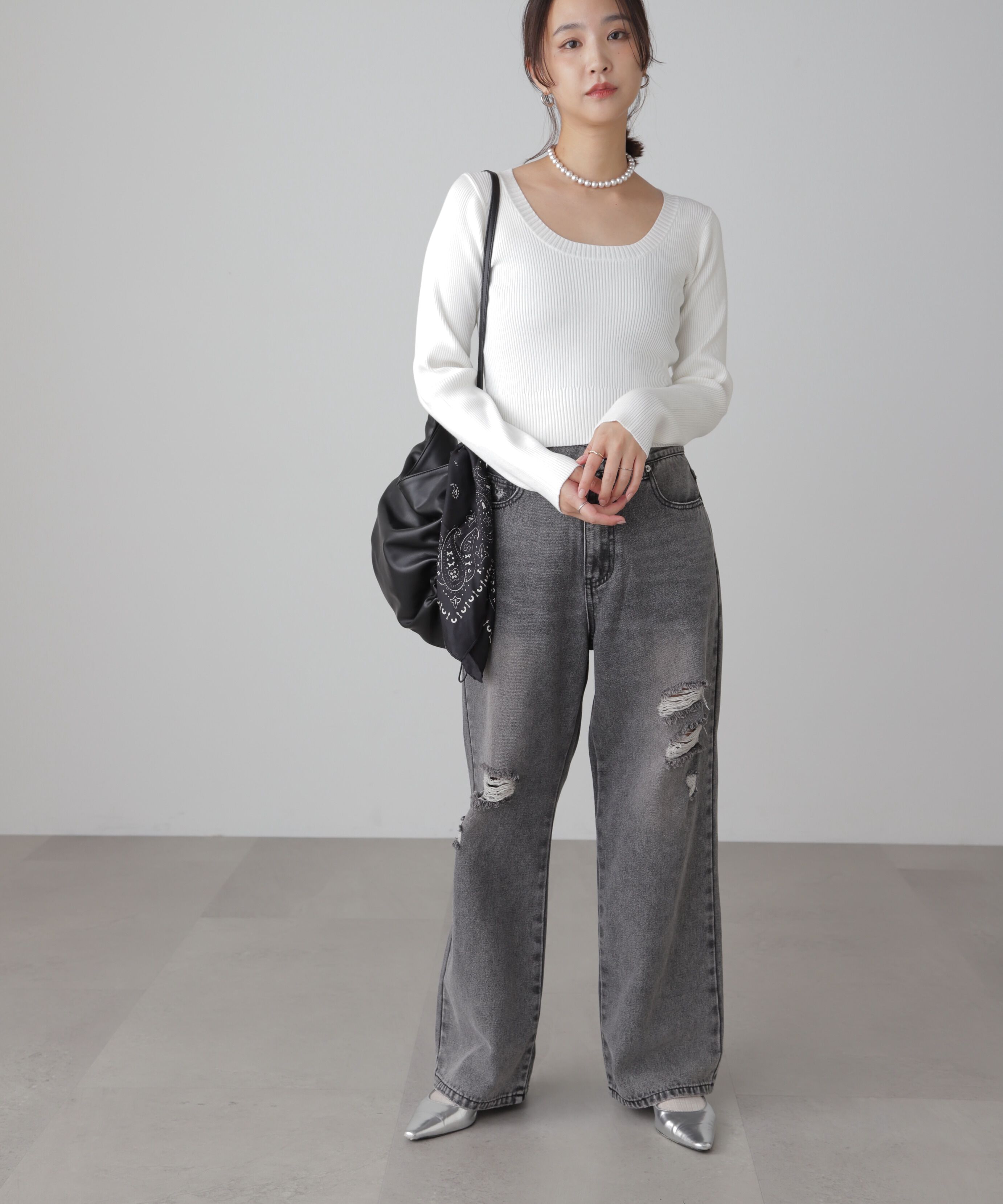  「〈洗える〉マシンウォッシャブルUネックニット」|ニット・セーター|