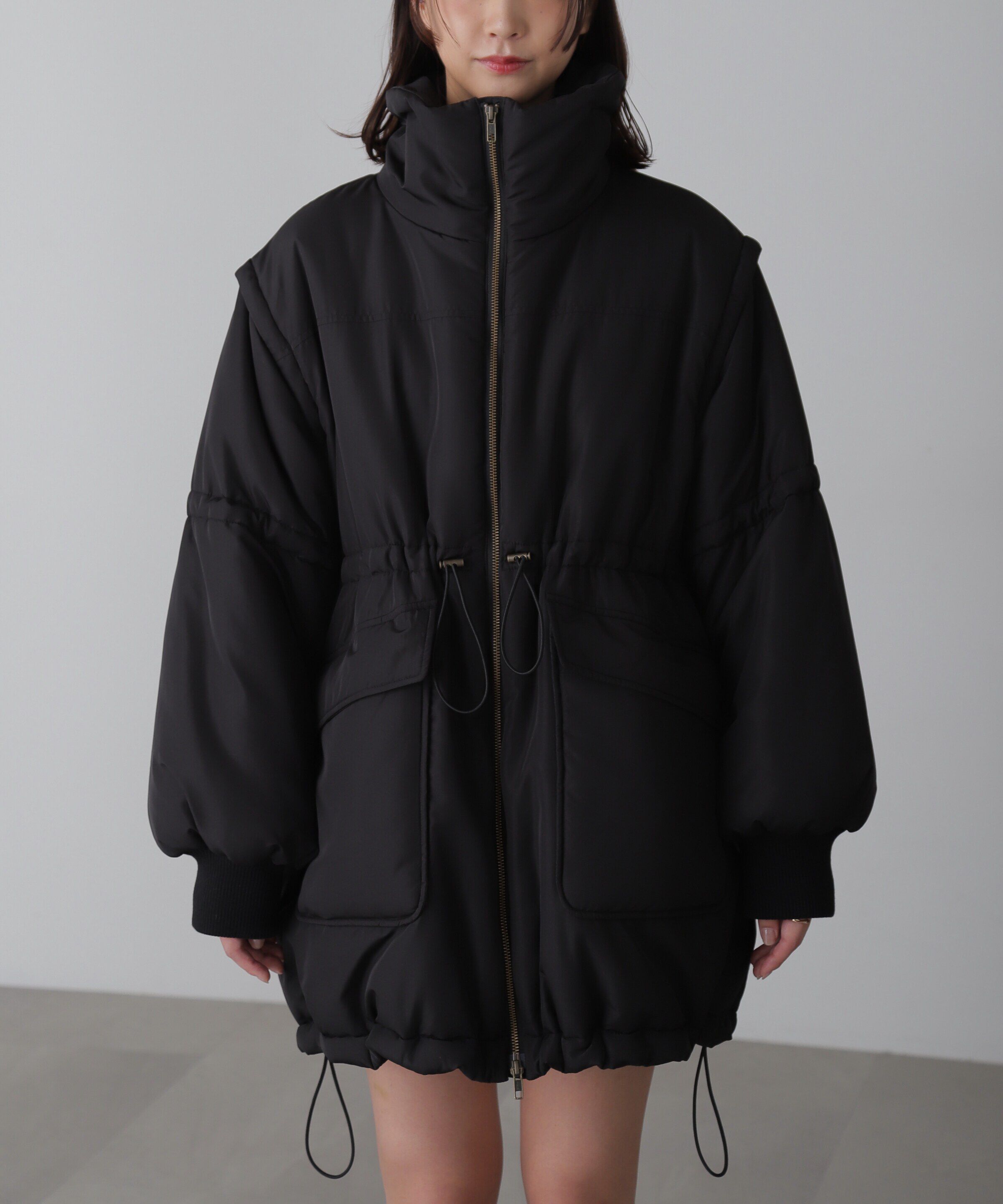  「スタンド中綿ウエストドロストコート」|その他|