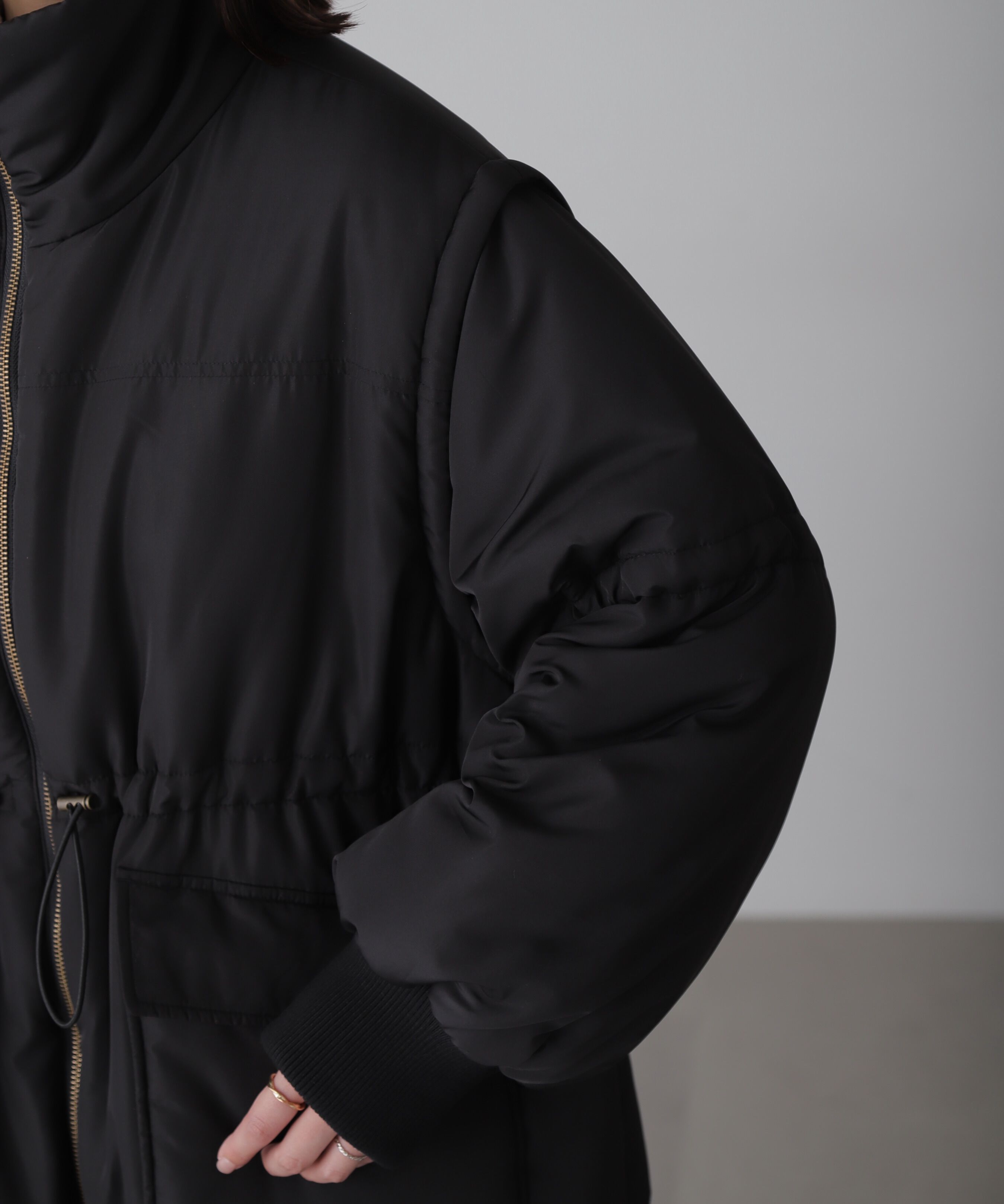  「スタンド中綿ウエストドロストコート」|その他|