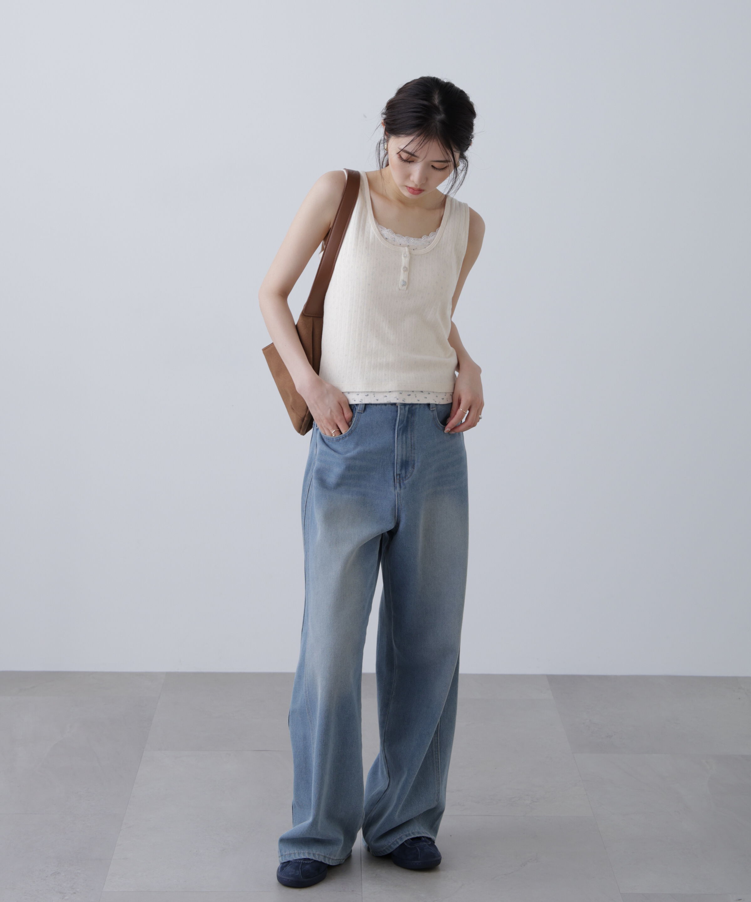  「針抜きテレコレイヤードタンクトップ」|Tシャツ・カットソー|