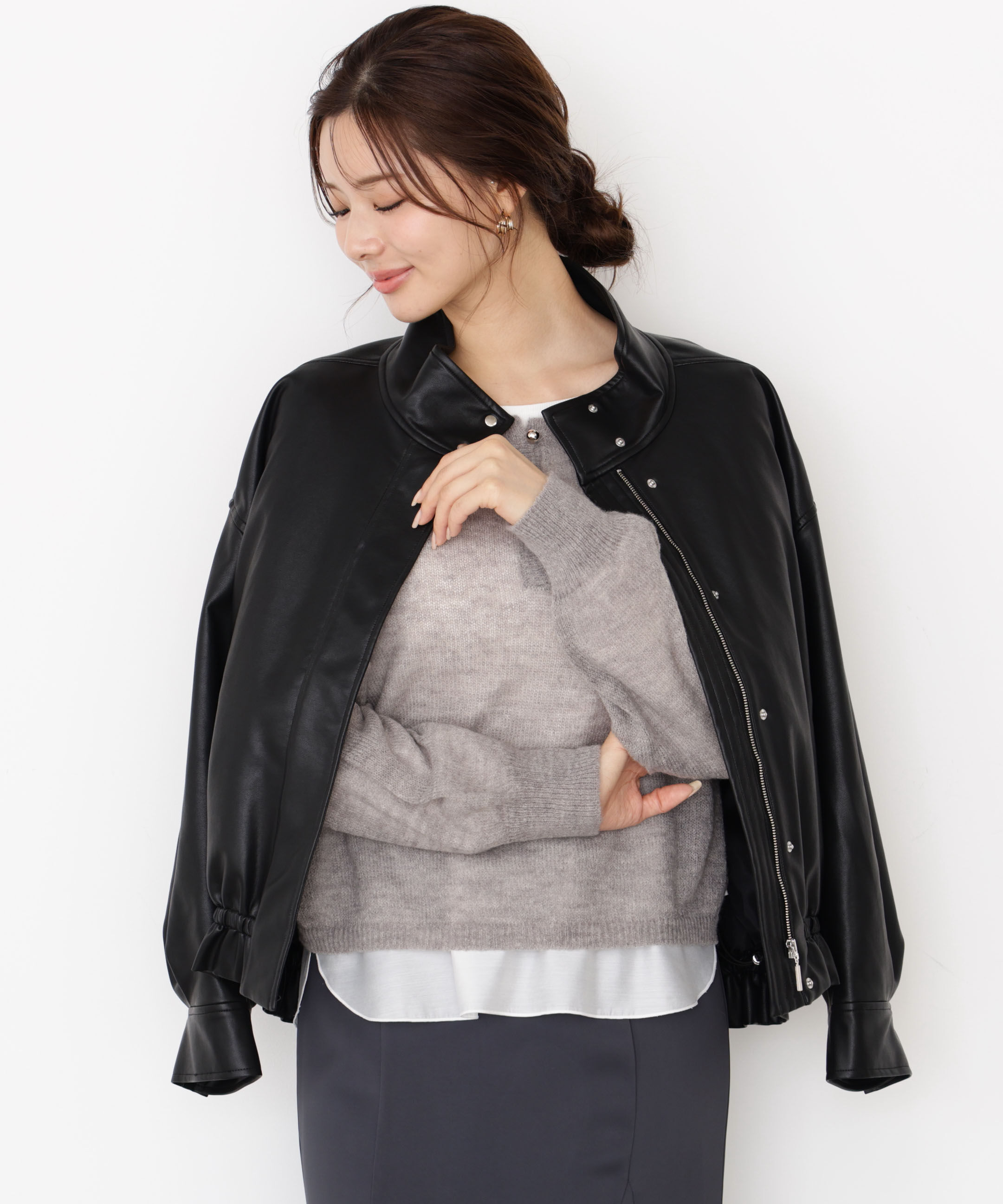 PROPORTION BODY DRESSING「合皮ドロストブルゾン 25AW」|ブルゾン・スタジャン|