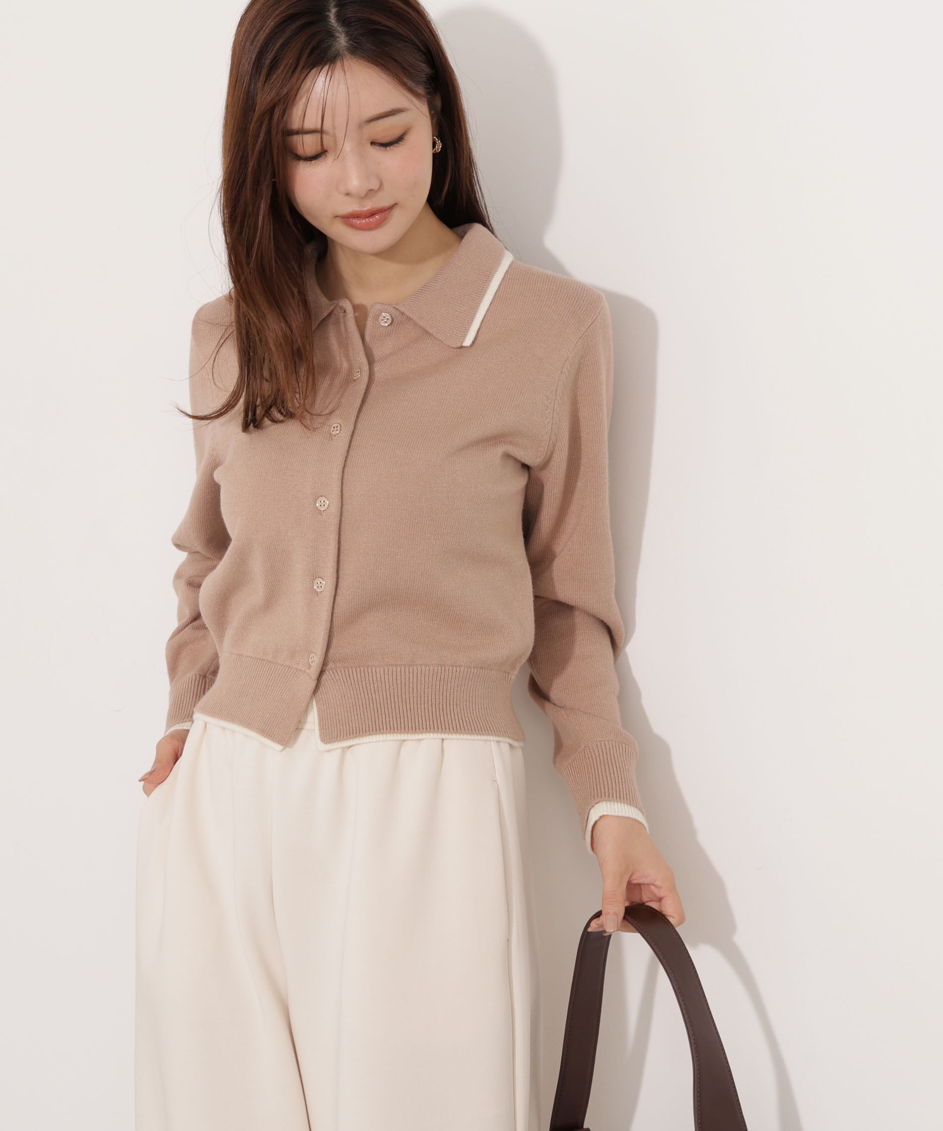 PROPORTION BODY DRESSING「＜ウォッシャブル＞ポロレイヤード風ニット」|カーディガン|