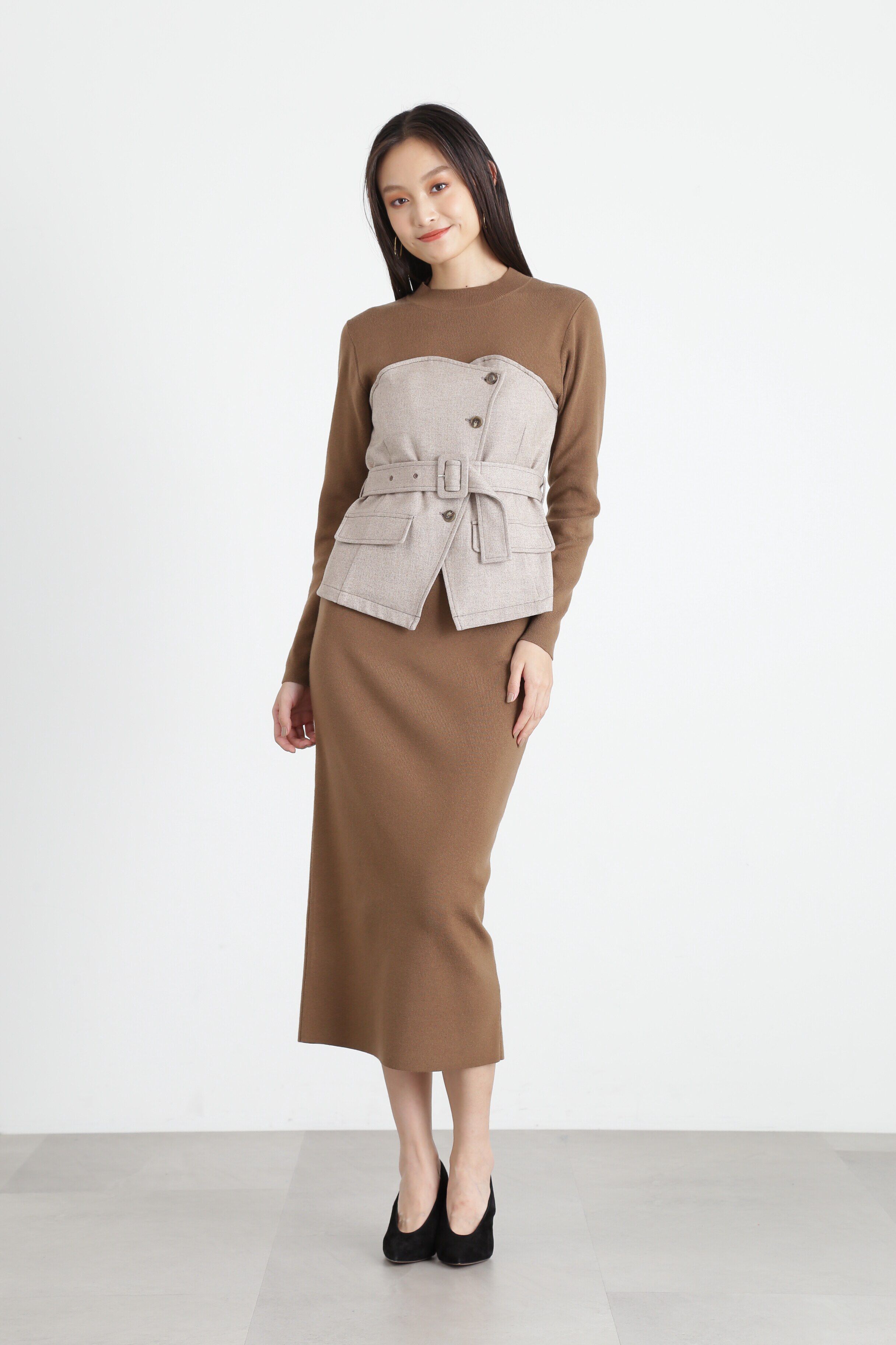  「◆ヘリンボンコンビニットプルオーバー」|ニット・セーター|