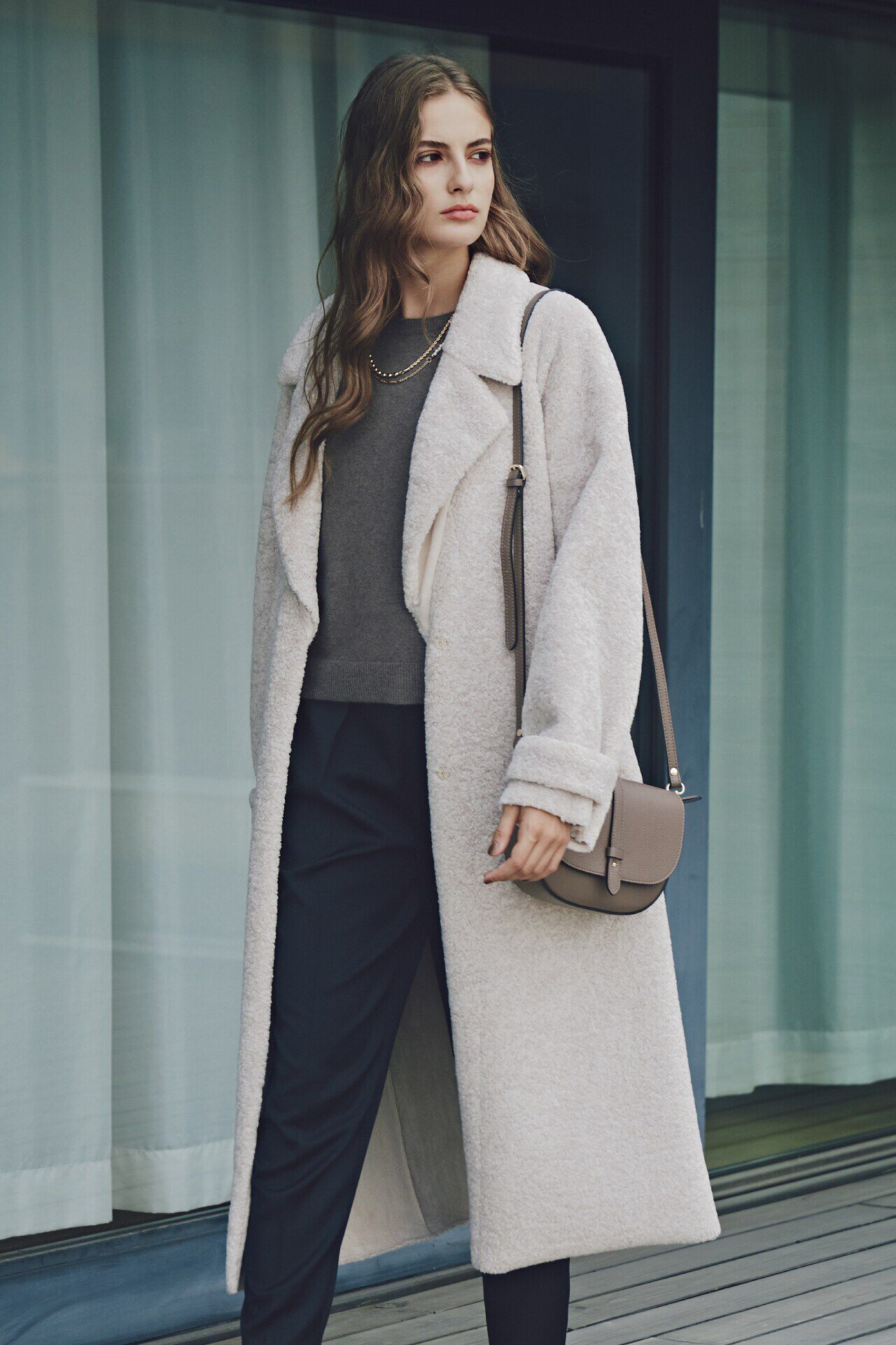  「ショートボアロングコート」|その他|ベージュ