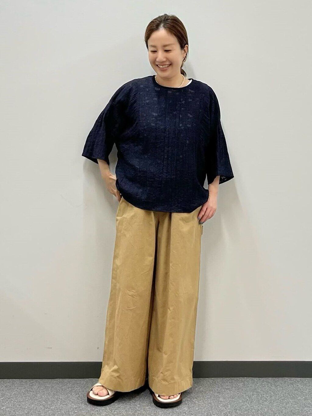  「◆綿麻ウェザー近江晒ワイドパンツ」|その他|