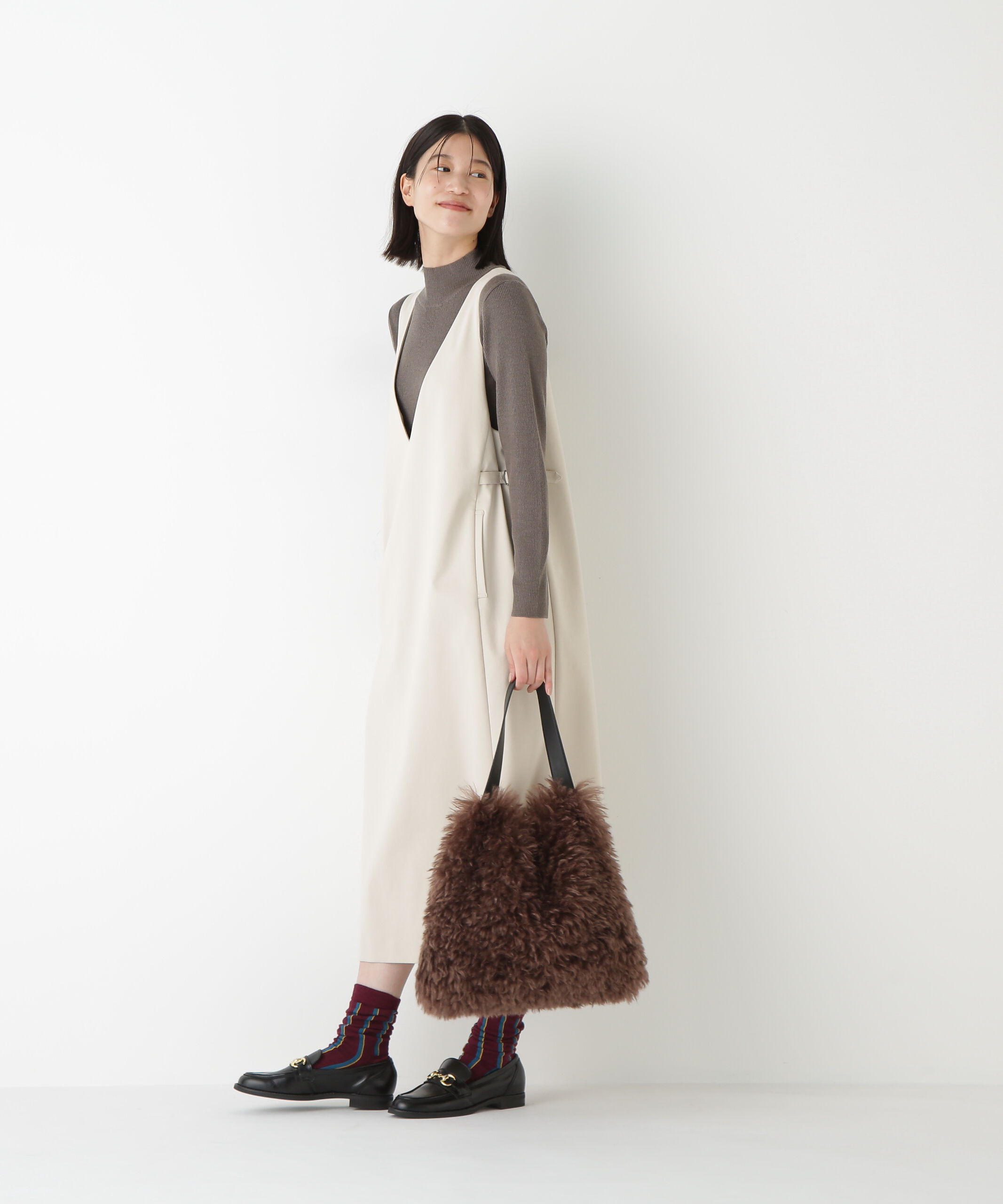  「◆ストレッチポンチＶネックジャンパースカート」|ワンピース|