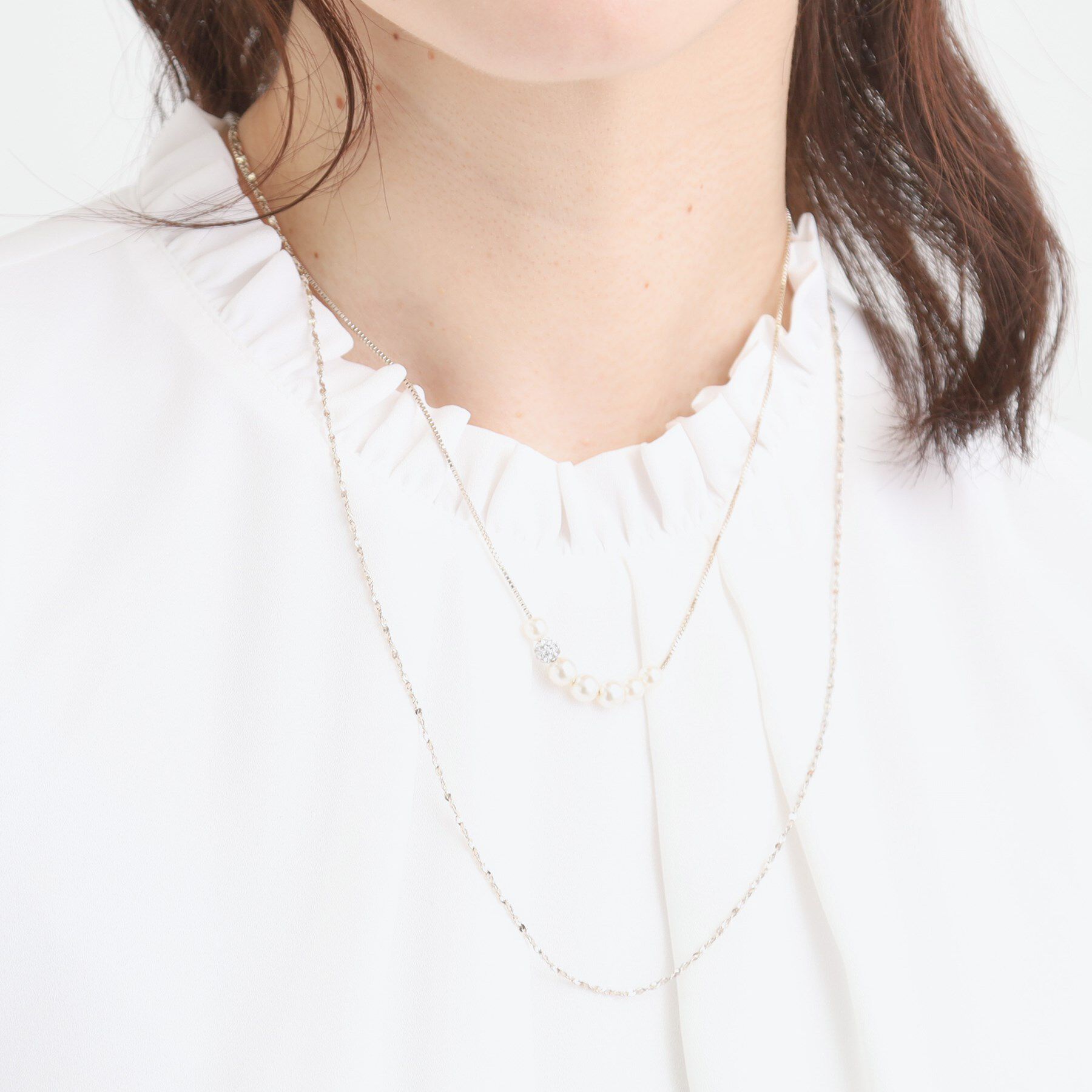SHOO･LA･RUE「【セレモニー/2本セット】3WAYで楽しめる フェイクパール付きネックレス」|ネックレス|