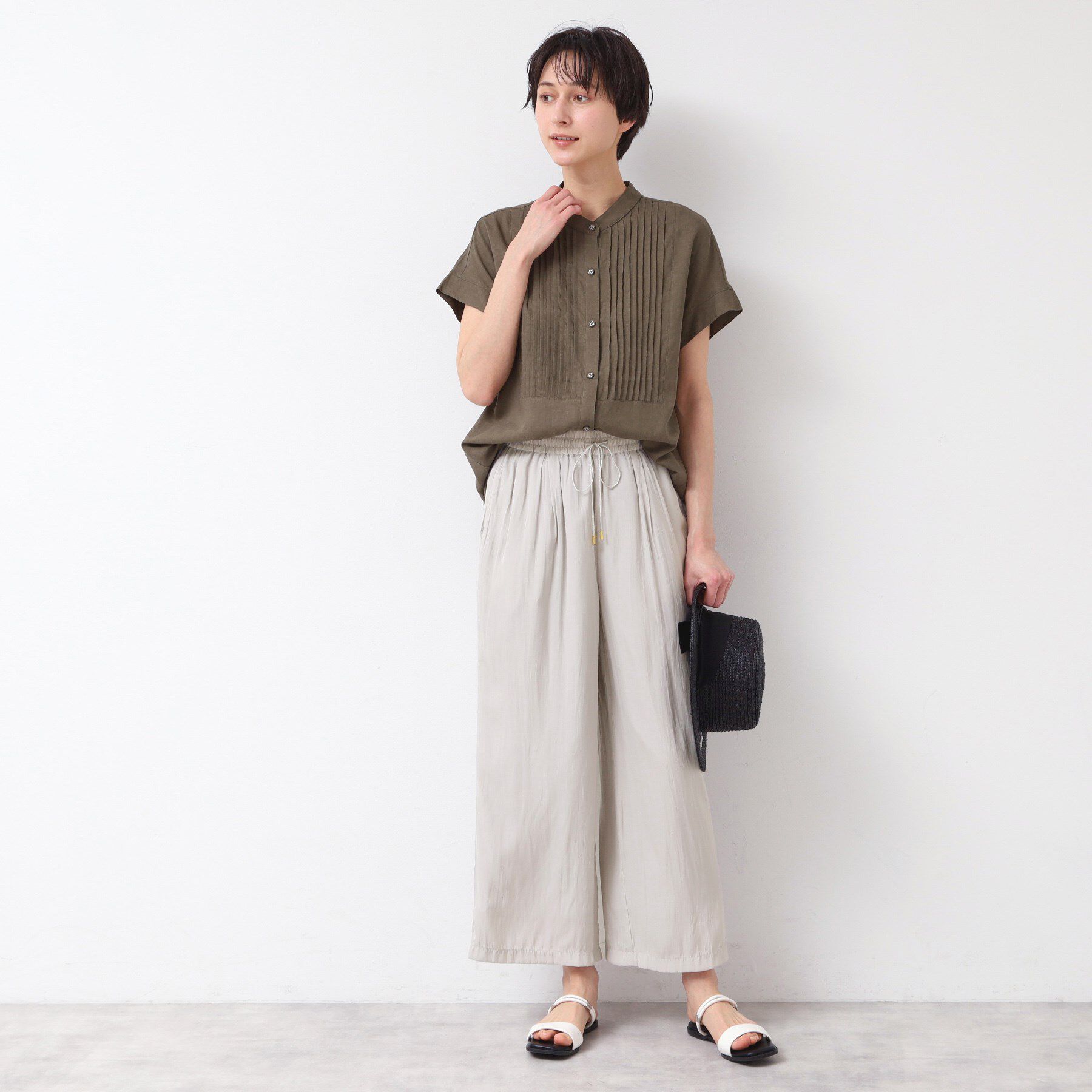 Dessin「【ウエストゴム・洗える】サテンワイドパンツ」|その他|