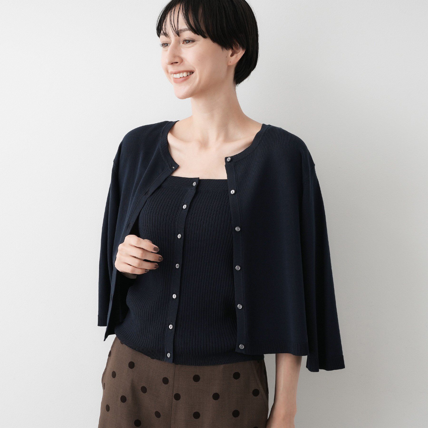 Dessin「【2点セット・洗える】2WAYカーディガン＆キャミソールアンサンブル」|その他|