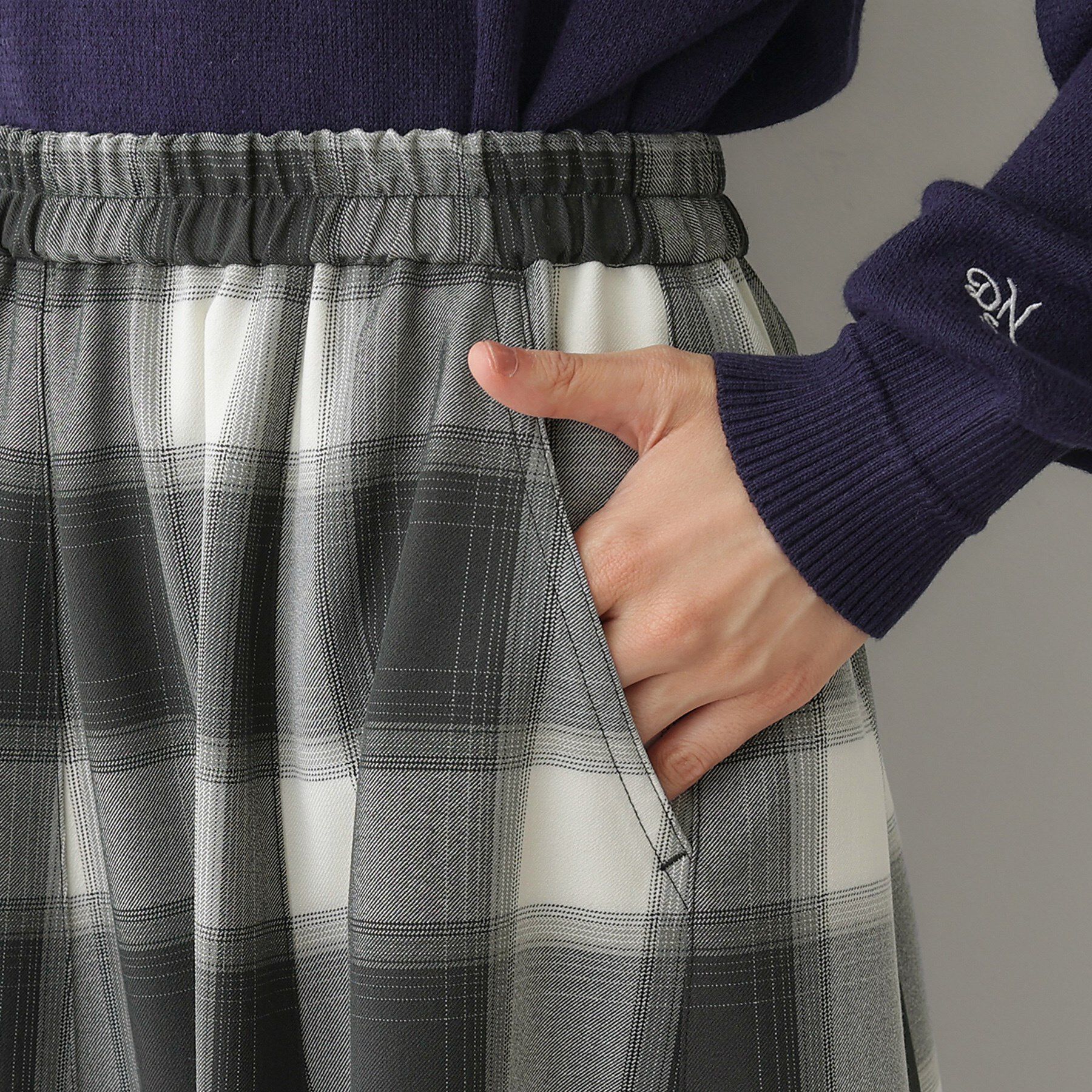 Dessin「【洗える・ウエストゴム】チェック柄フレアスカート」|スカート|