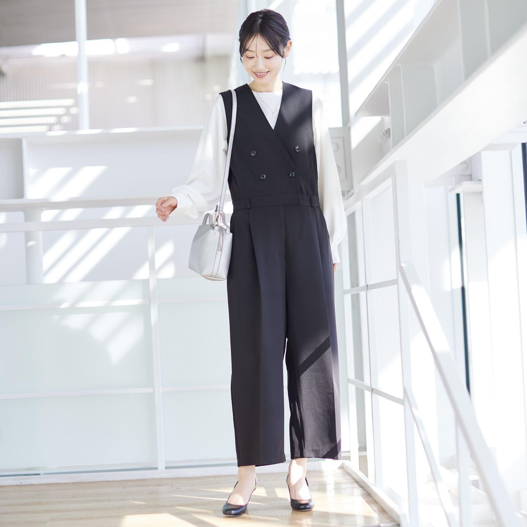 Dessin「【洗える】セットアップ風ジレオールインワン」|オールインワン|