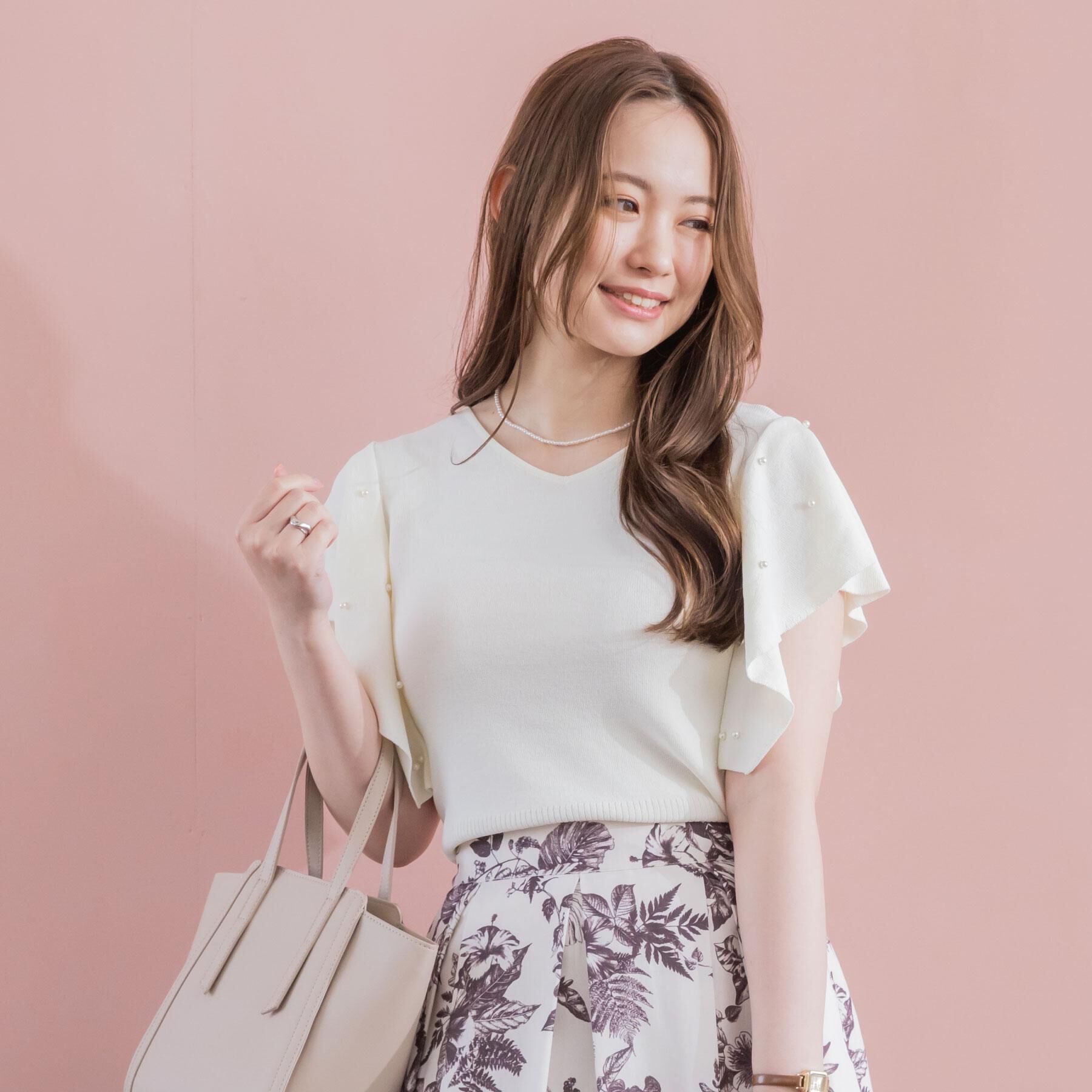 ITS&rsquo;DEMO「【さらりタッチ／手洗い可】パール調フレア袖ニット」|ニット・セーター|