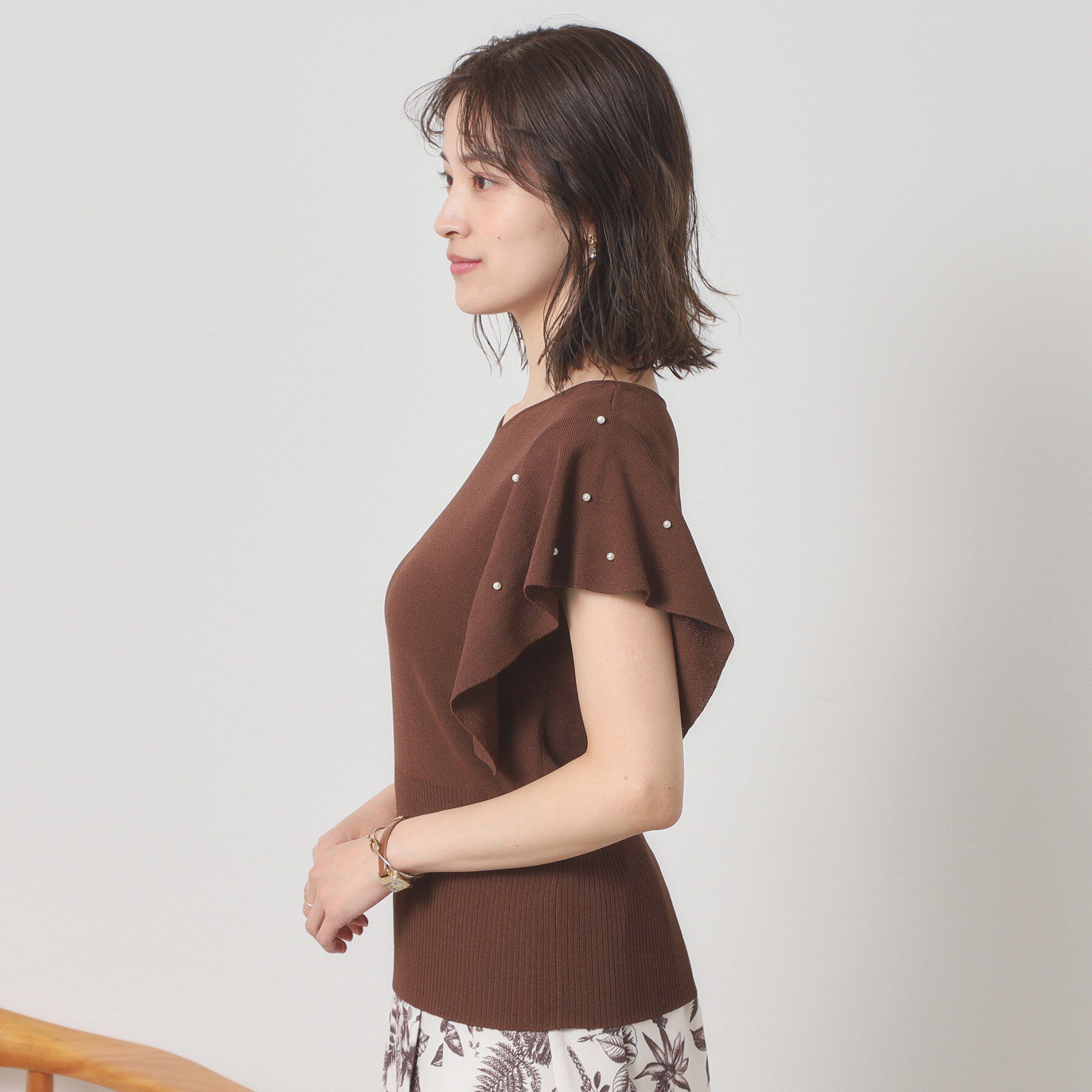 ITS&rsquo;DEMO「【さらりタッチ／手洗い可】パール調フレア袖ニット」|ニット・セーター|