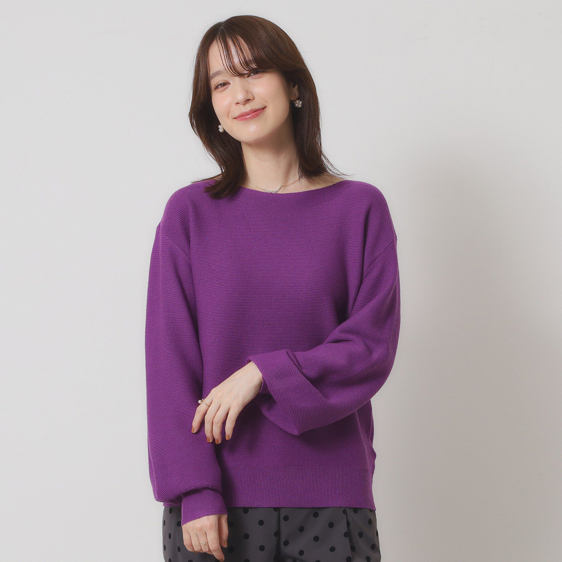 ITS&rsquo;DEMO「【手洗い可】ラメガーターニット」|ニット・セーター|パープル(083)