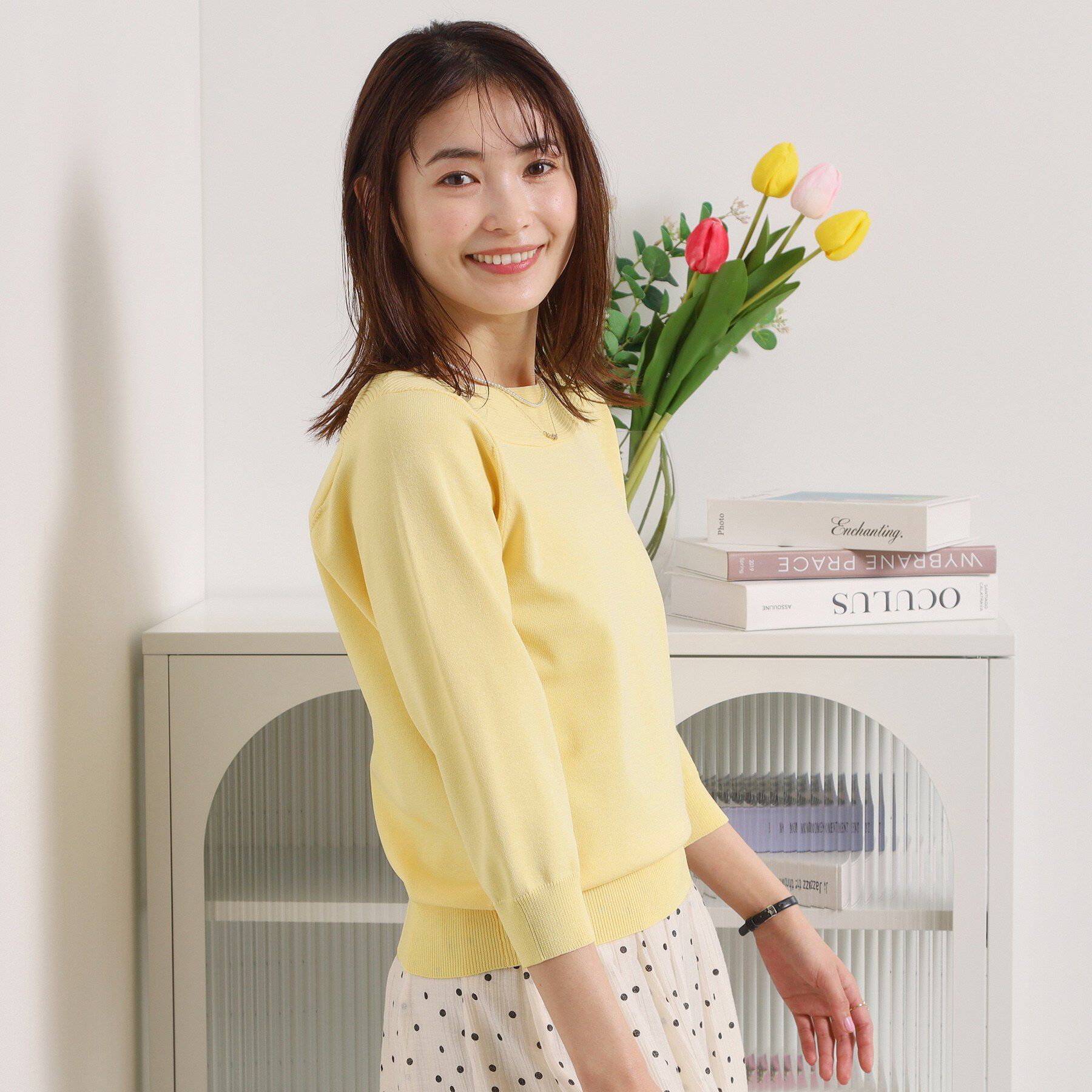 ITS&rsquo;DEMO「【繰り返し洗える／毛玉防止／洗濯機OK】タフニット 襟ぐり編地切替ニットプルオーバー」|ニット・セーター|