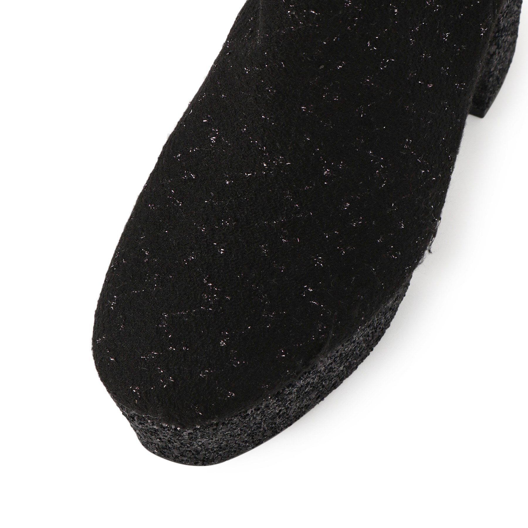 ESPERANZA「【ラク盛り/ショートブーツ】リピーター続出／脚長美脚 バックリボングリッターヒールショートブーツ」|ショートブーツ|