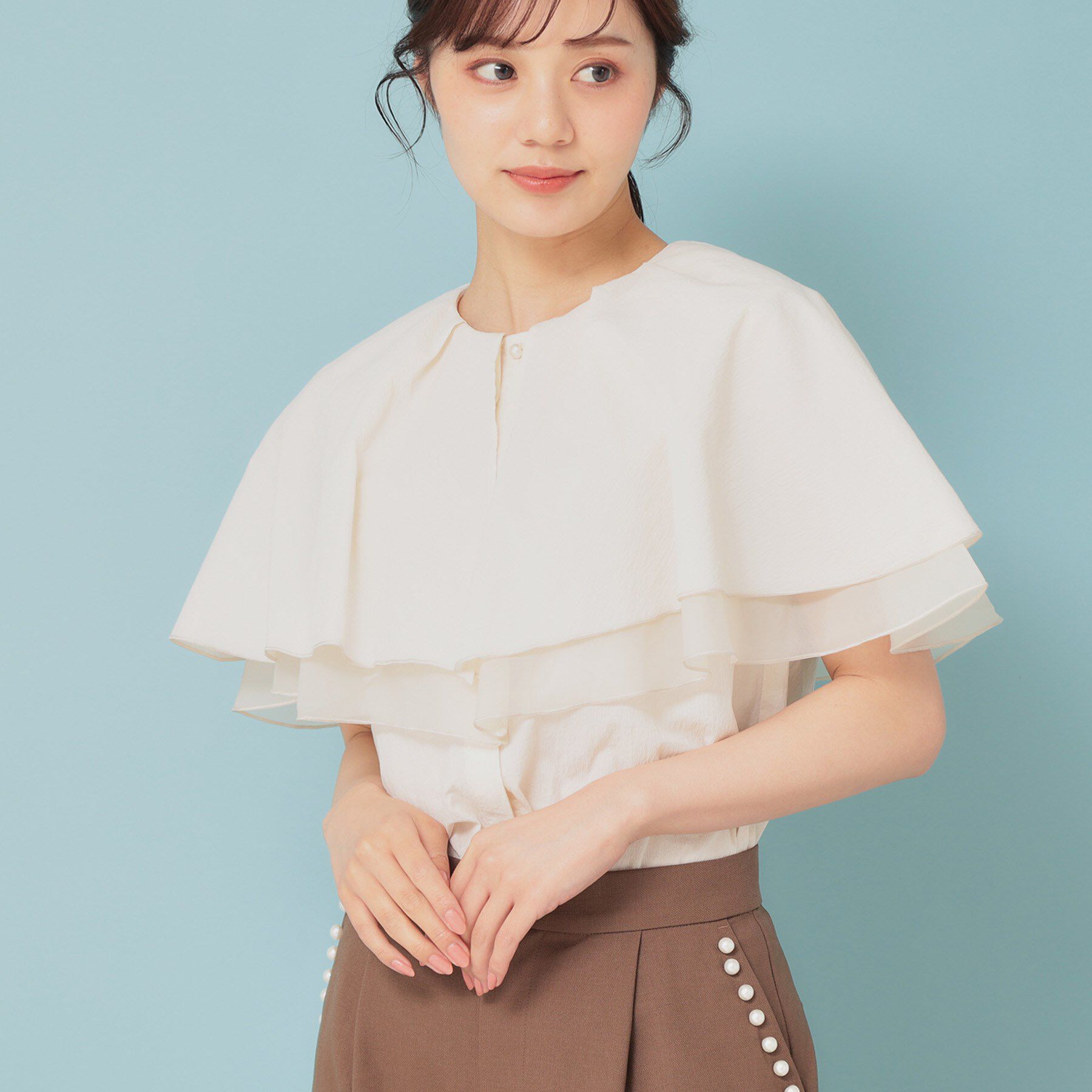 SunaUna「【フェミニン】ケープカラーブラウス」|シャツ・ブラウス|