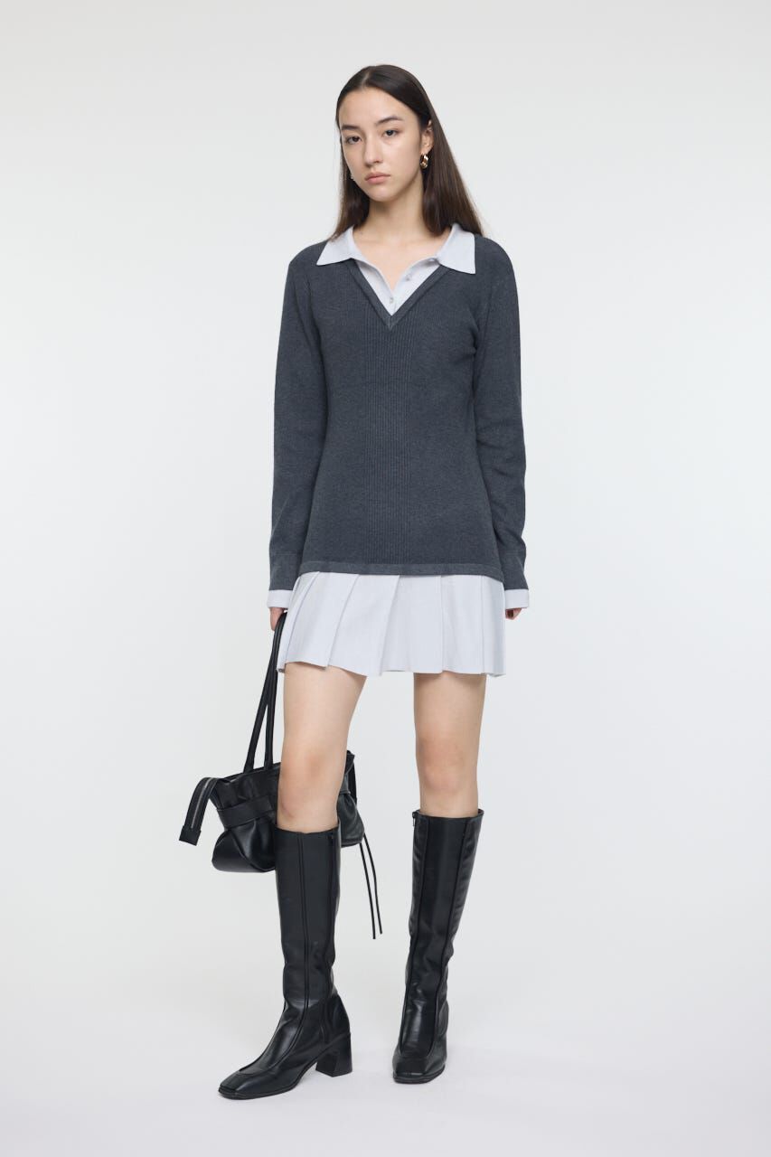MOUSSY「LAYERED KNIT ミニドレス」|ワンピース|