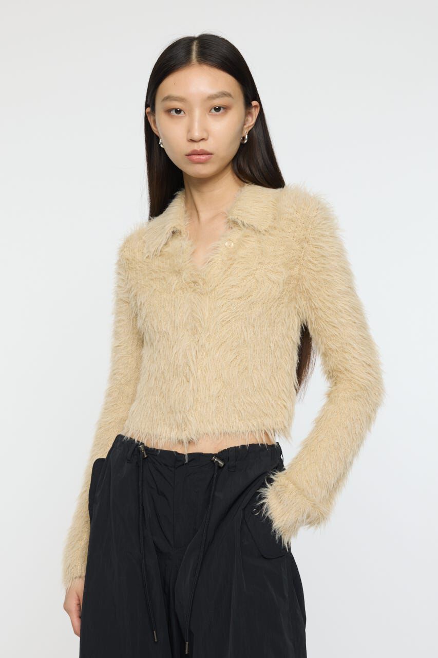 MOUSSY「FEATHER LIKE KNIT シャツ」|ニット・セーター|L/BEG1