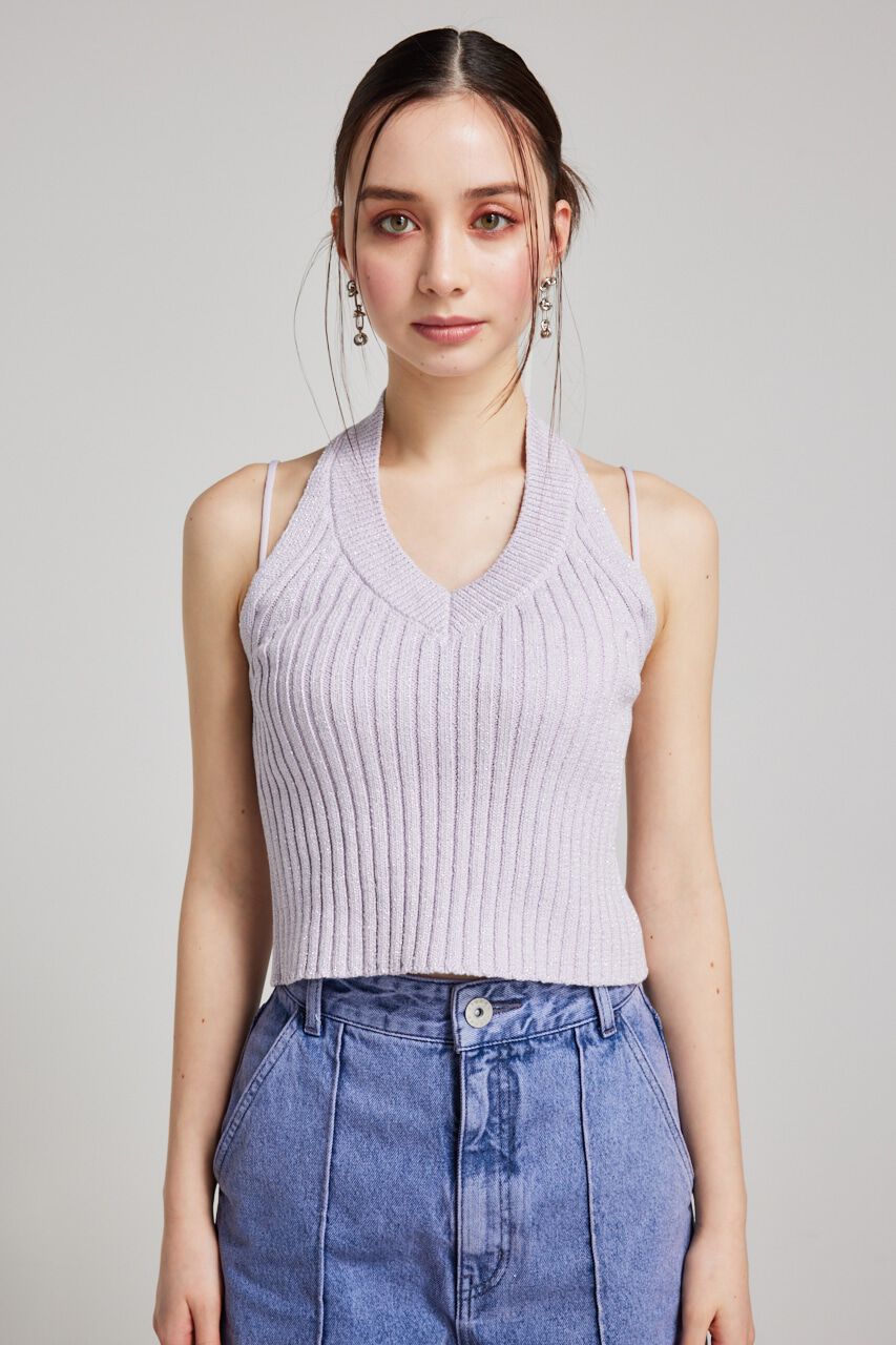 rienda「ホルターNCクロップドKnit TOP」|タンクトップ|