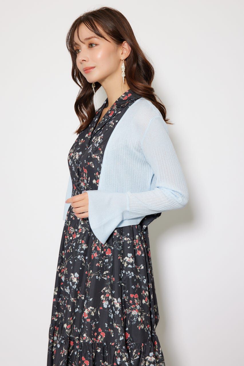 rienda「クロップドフレアスリーブシアーニットカーディガン」|カーディガン|