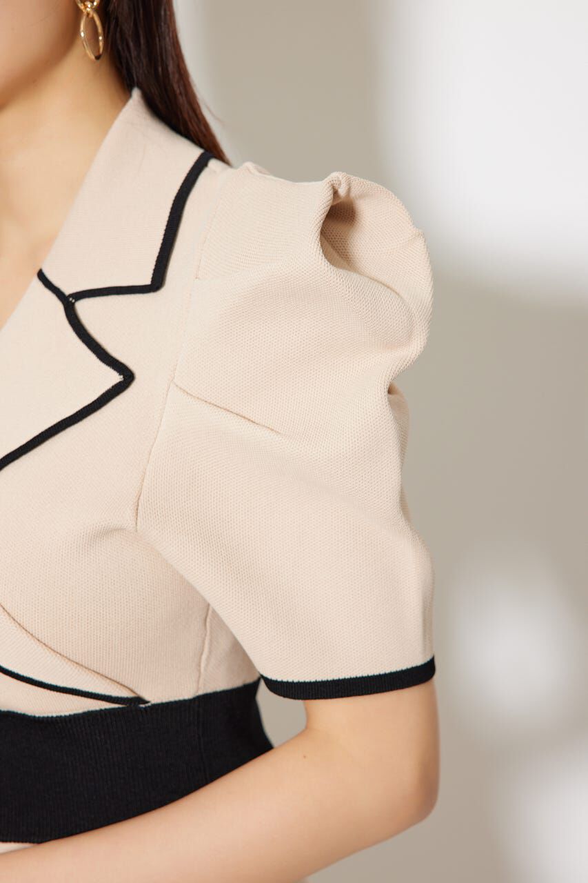 rienda「テーラードカラーミニフレアニットワンピース」|ワンピース|