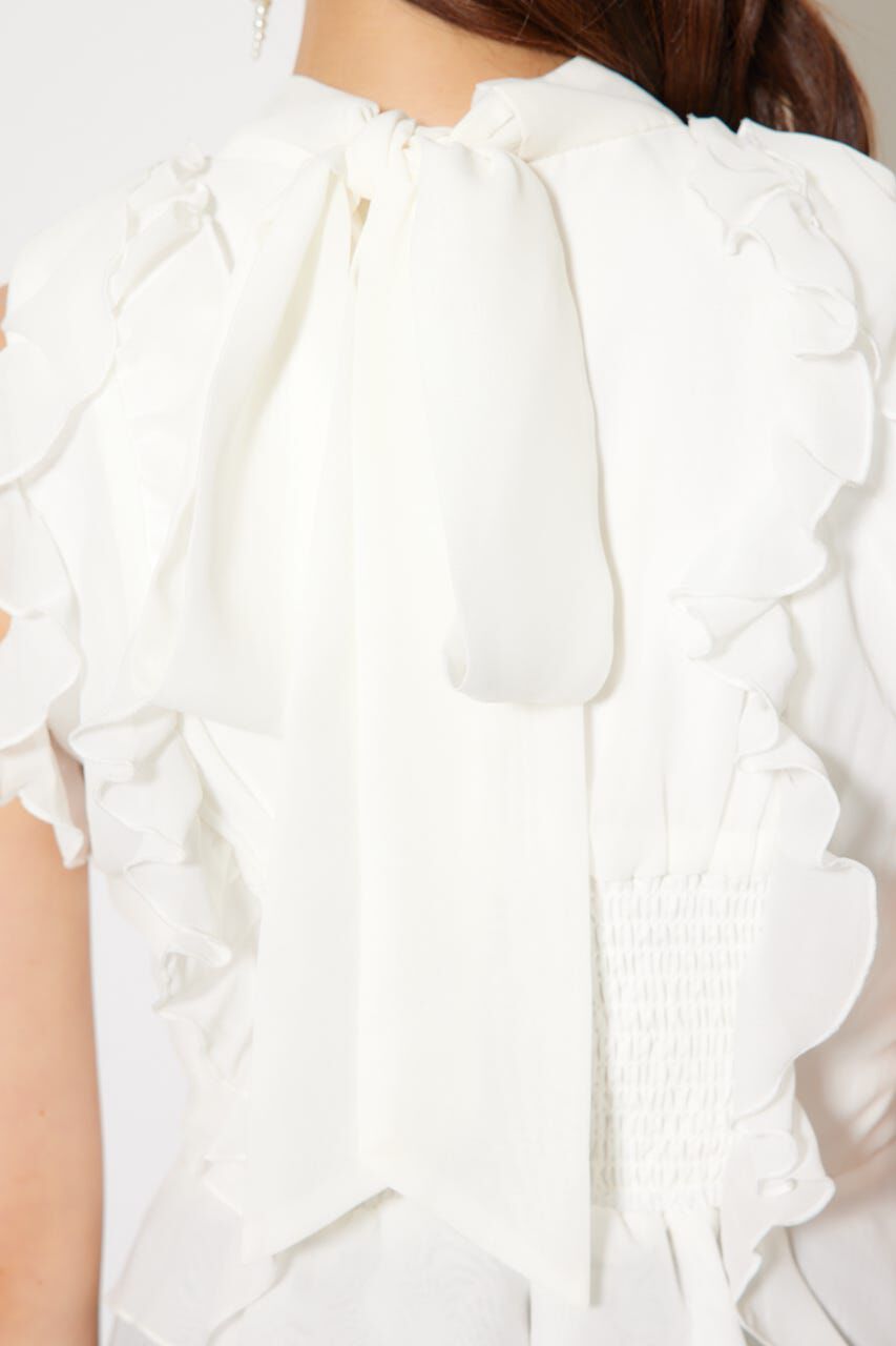 rienda「ボウタイフリルペプラムブラウス」|シャツ・ブラウス|