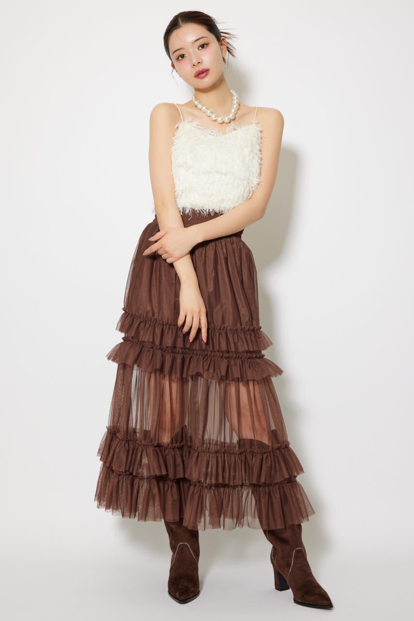 rienda「フェイクシアーフェザービスチェ」|キャミソール|