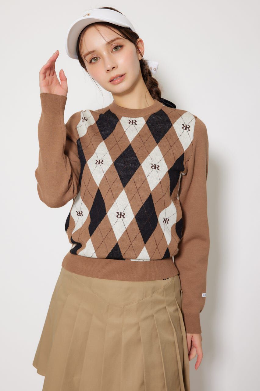 rienda「アーガイルジャガードニットトップス」|ニット・セーター|