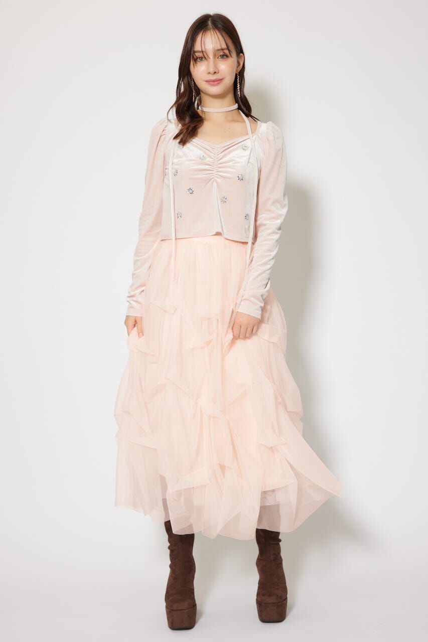 rienda「ランダムタックチュールスカート」|スカート|