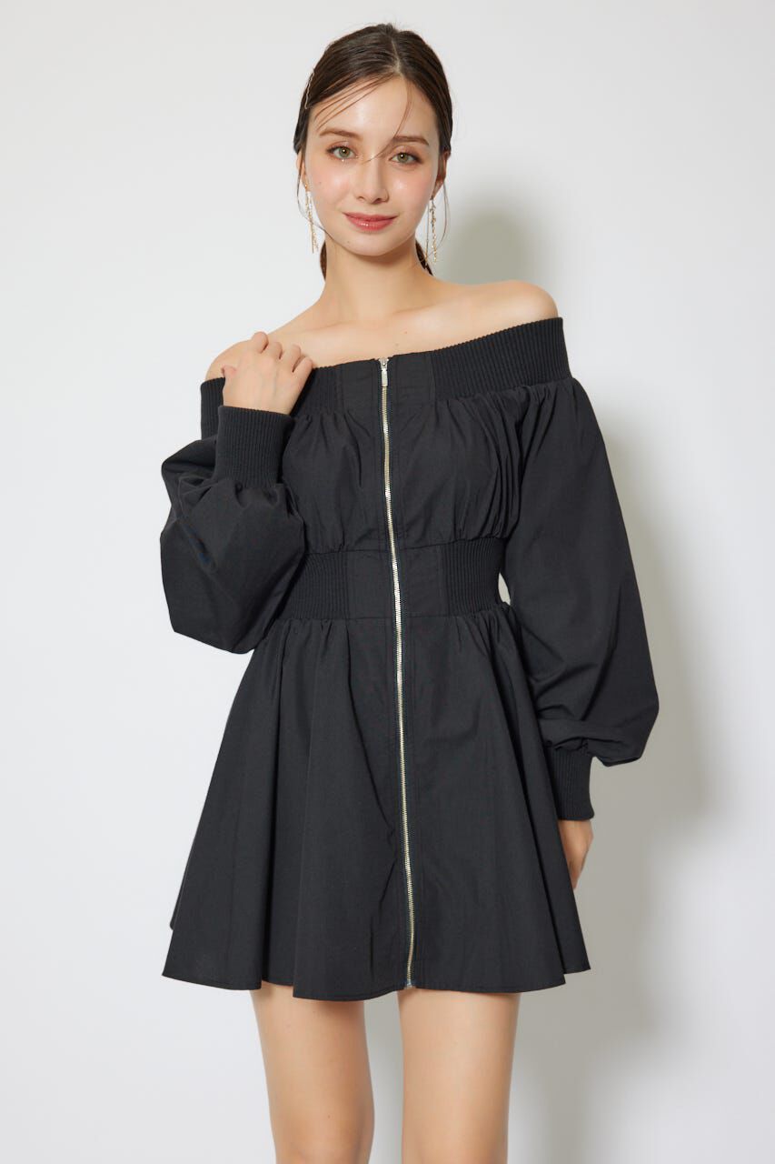 rienda「MA-1オフショルロングスリーブミニワンピース」|ワンピース|